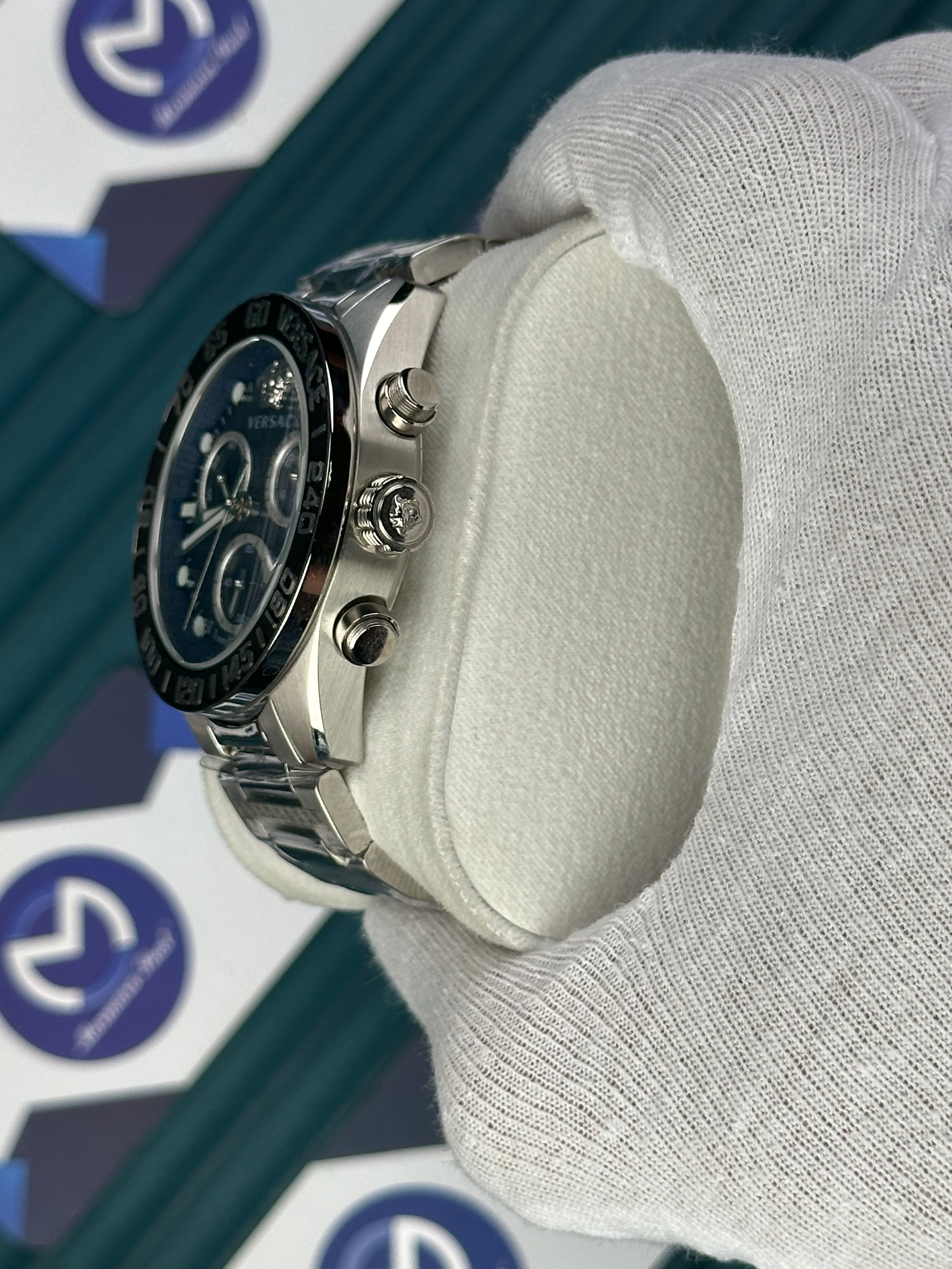 VERSACE BLUE DIAL CHRONOMOMETER NEW SEASON SILVER 
