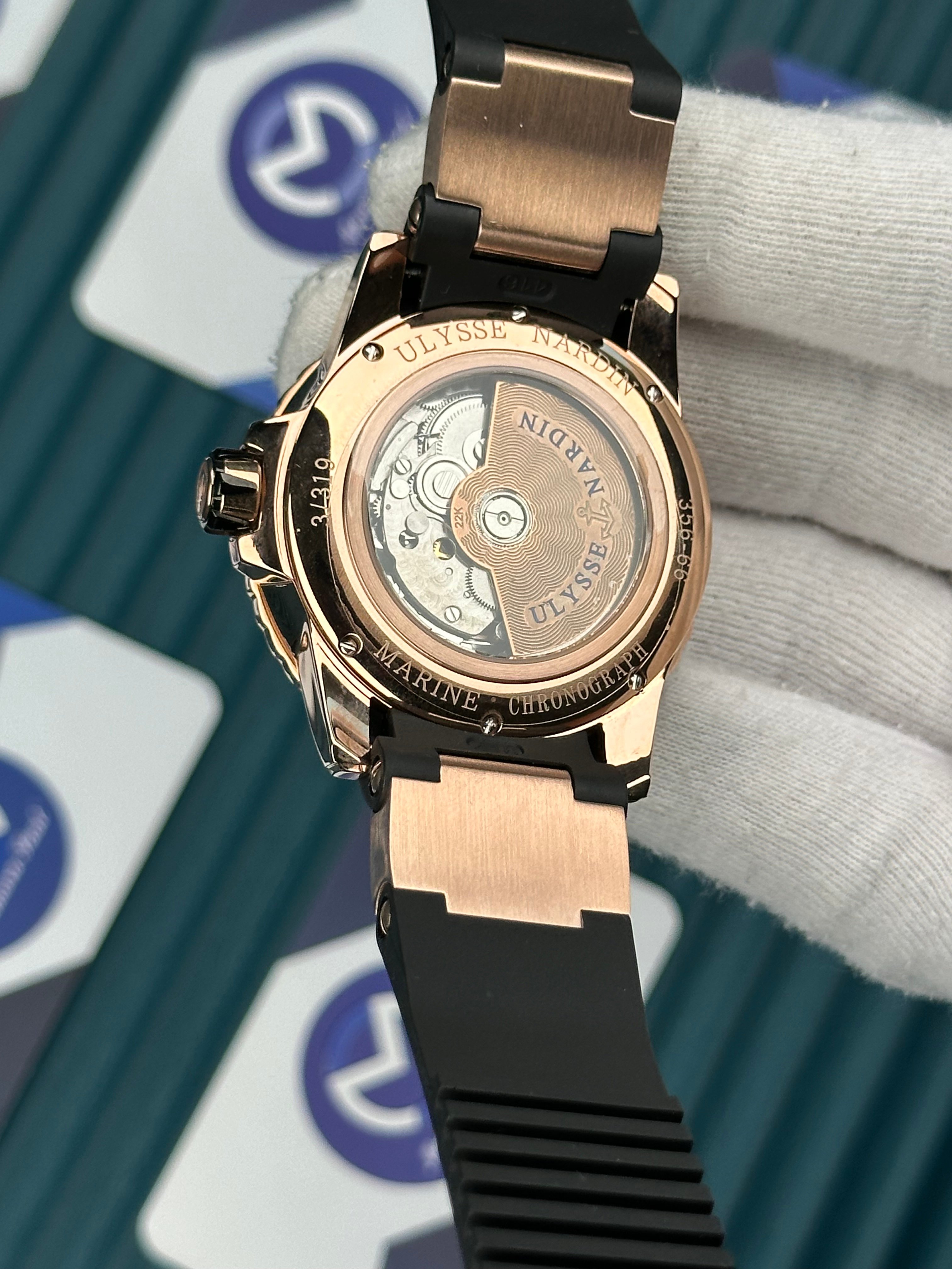 Ulysse Nardin Marine Black Red Line Cord Chronometer Automatic Rose Case