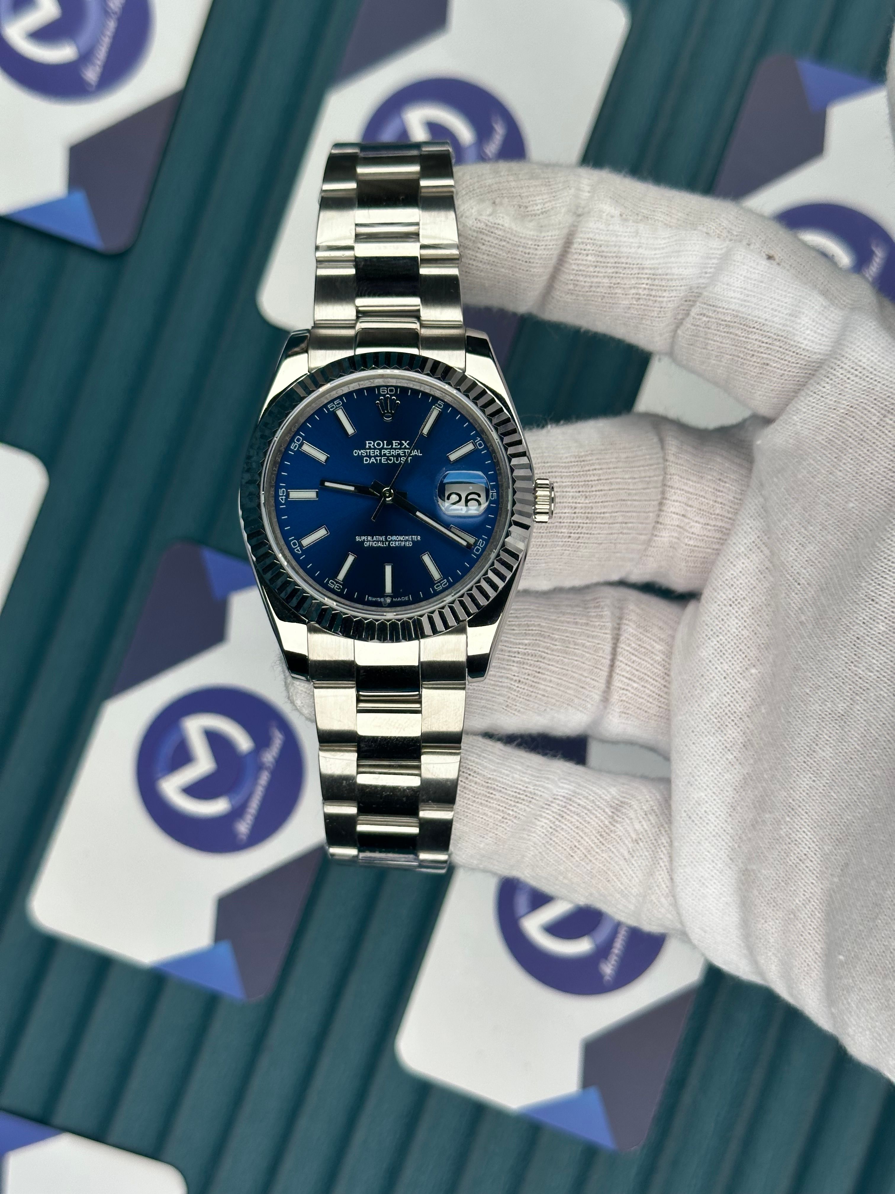 ROLEX DATEJUST BLUE DIAL SILVER OYSTER