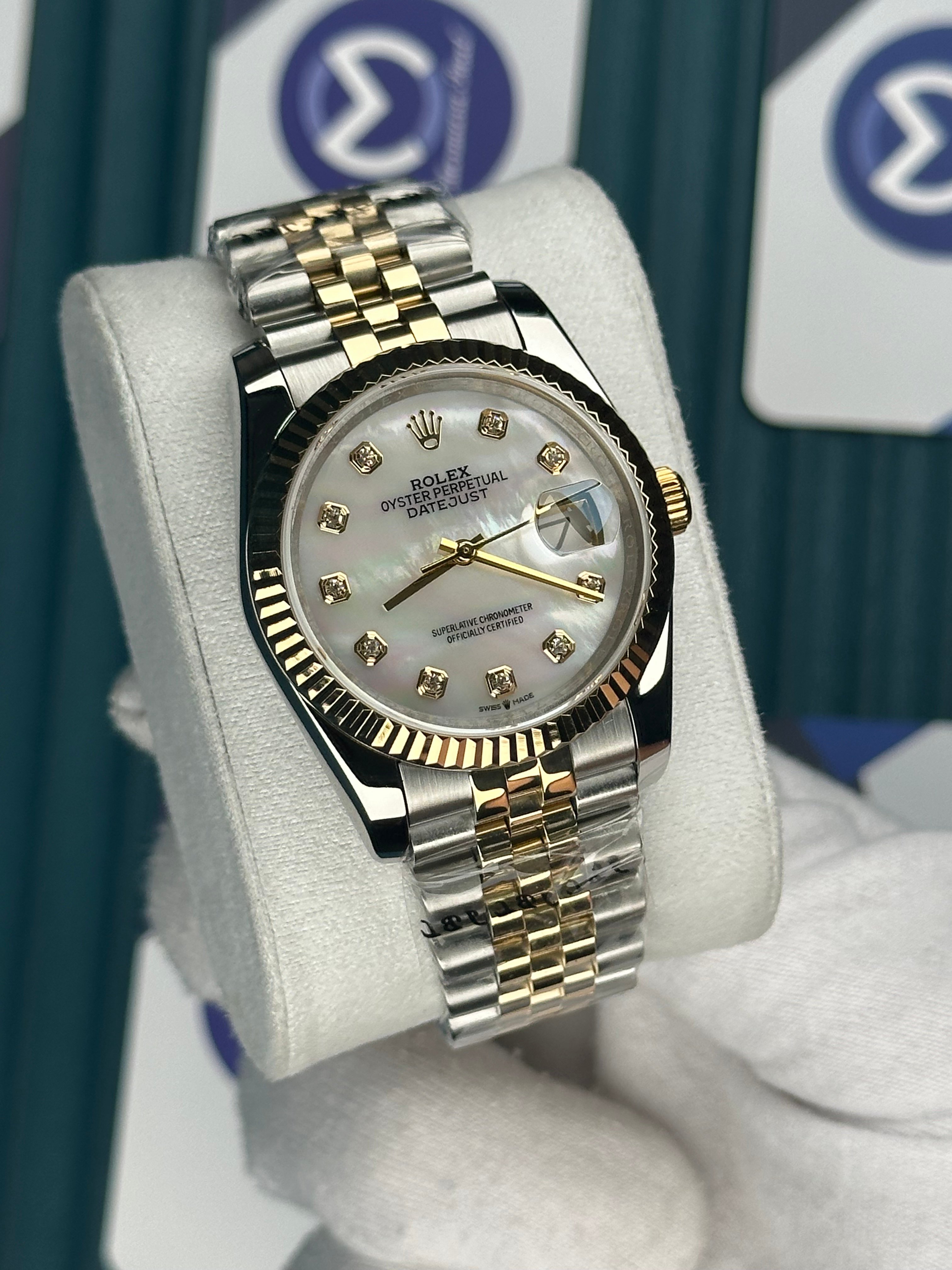 ROLEX 36 SEDEFLİ BEYAZ KADRAN PIRLANTA INDEX GOLD-SILVER JUBILEE