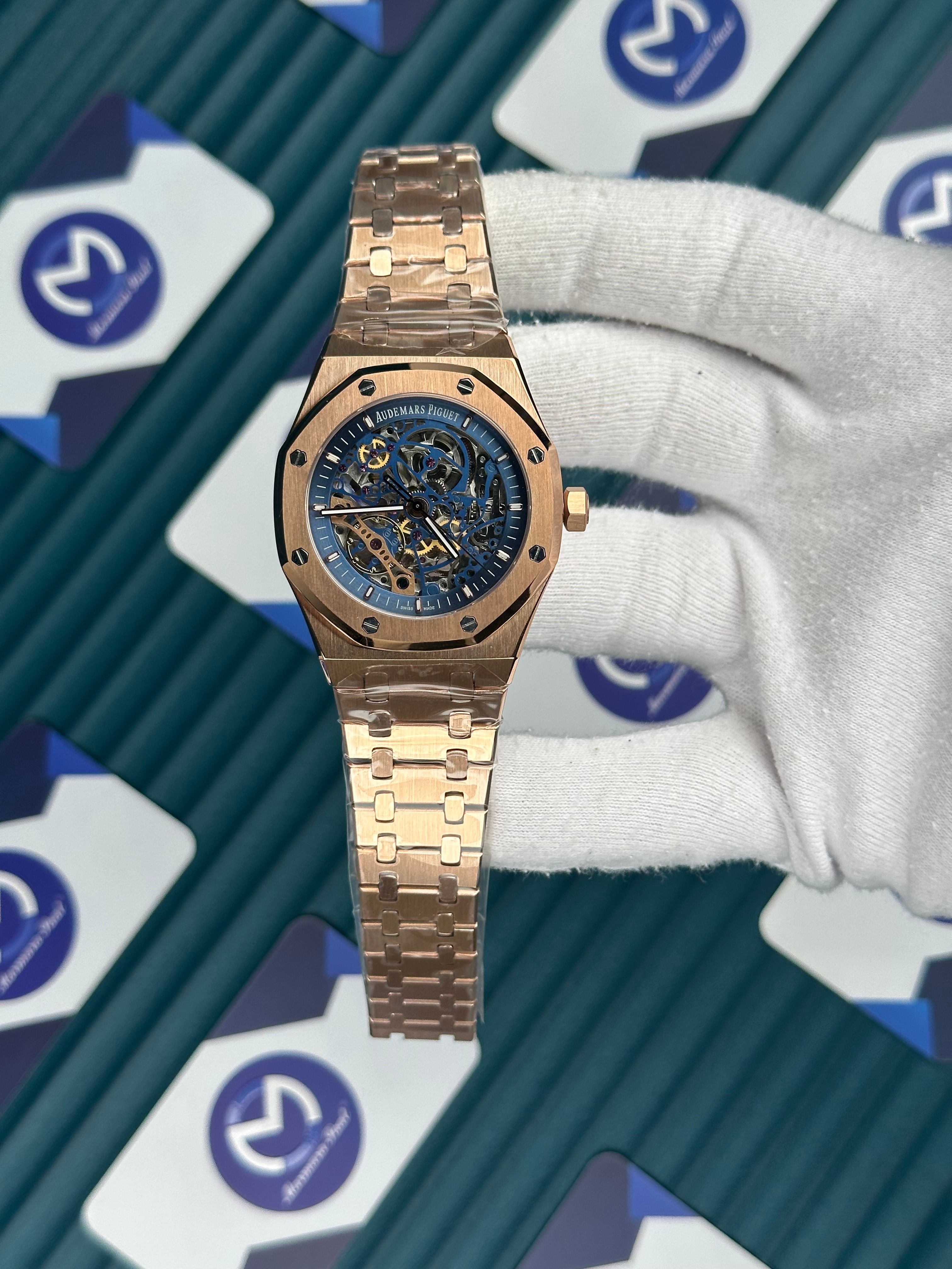Audemars Piguet Royal Oak Rose Gold Mavi İskelet Kadran Automatic