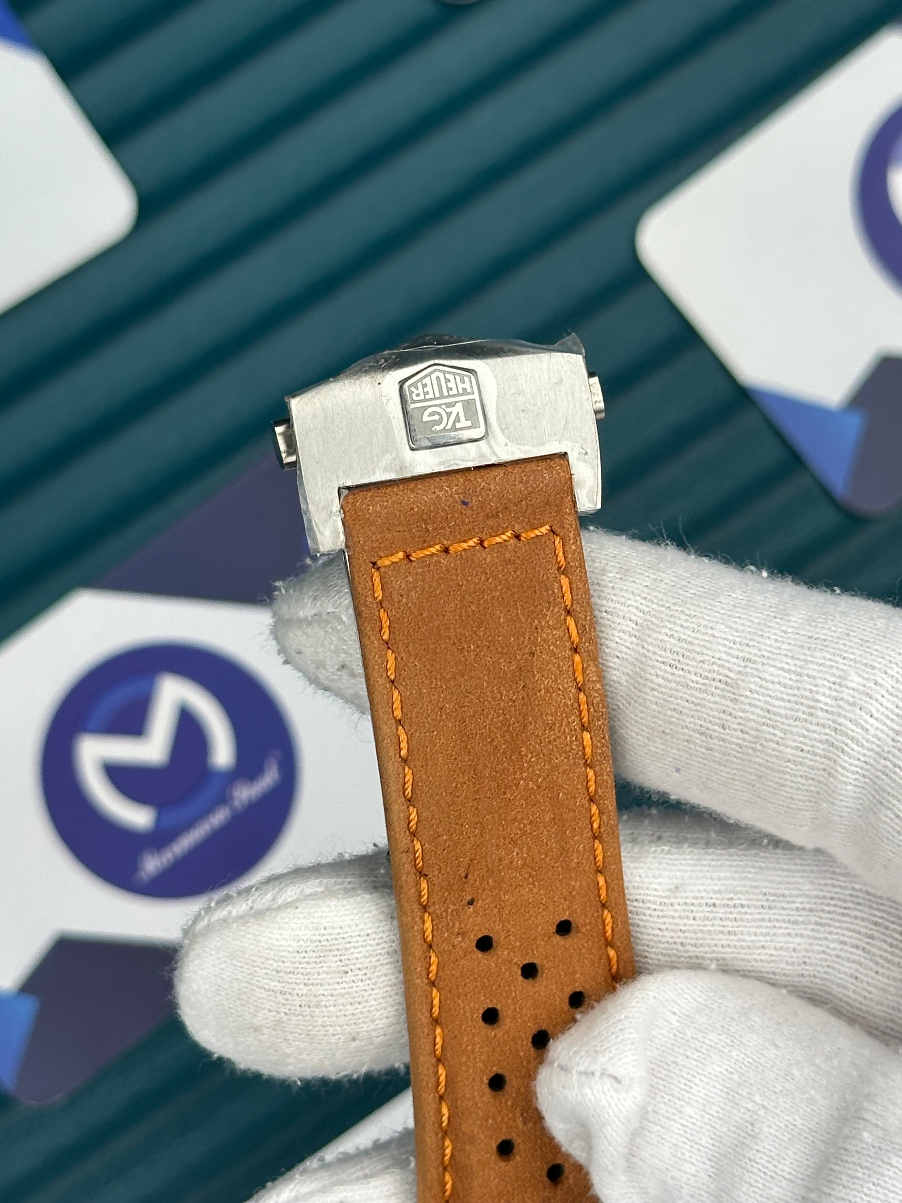 Tagheuer Carrera Mavi Kadran Kahverengi Deri Kordon