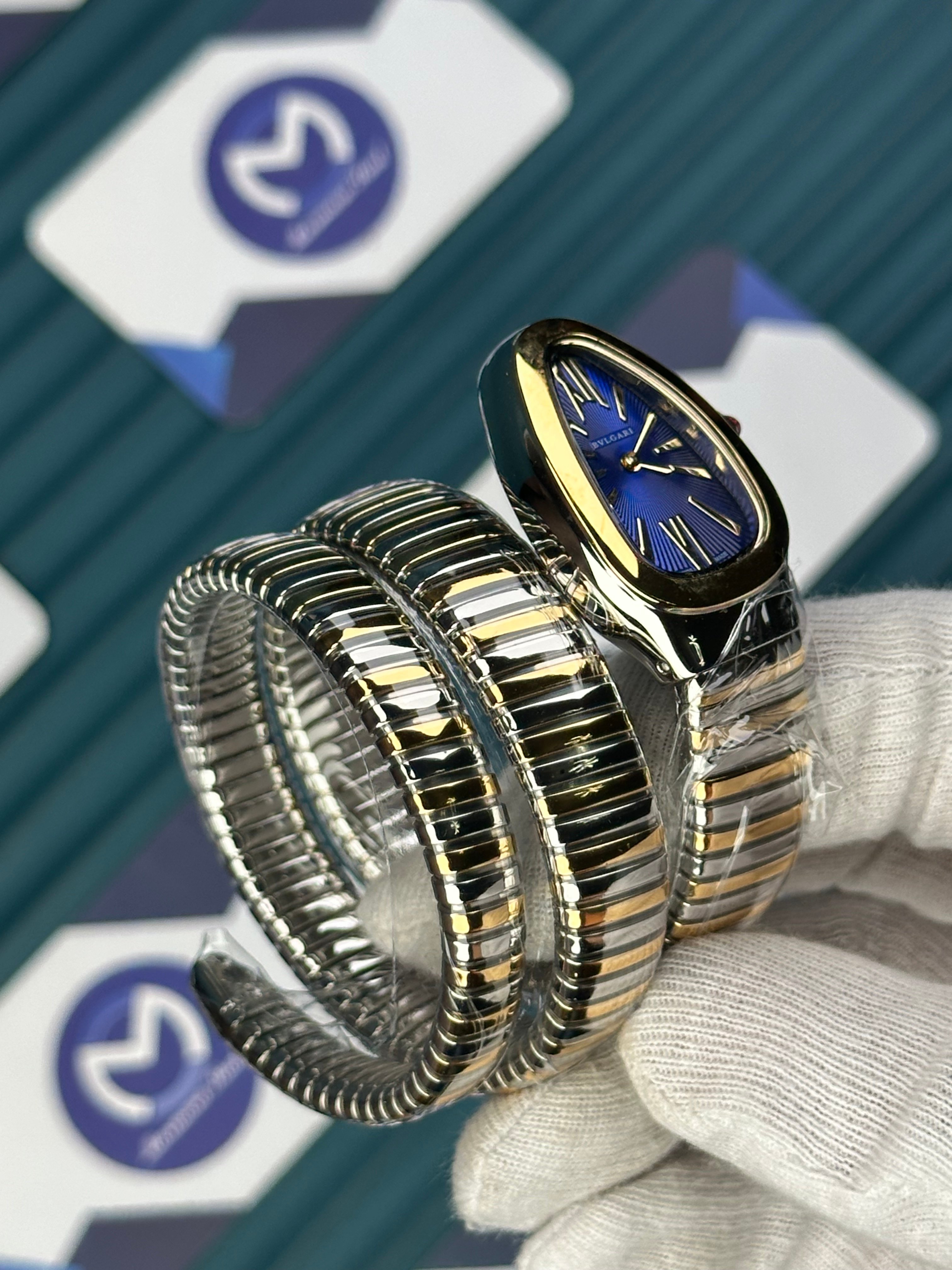 BVLGARI SERPENTI BLUE DIAL GOLD-SILVER LONG TUBOGAS