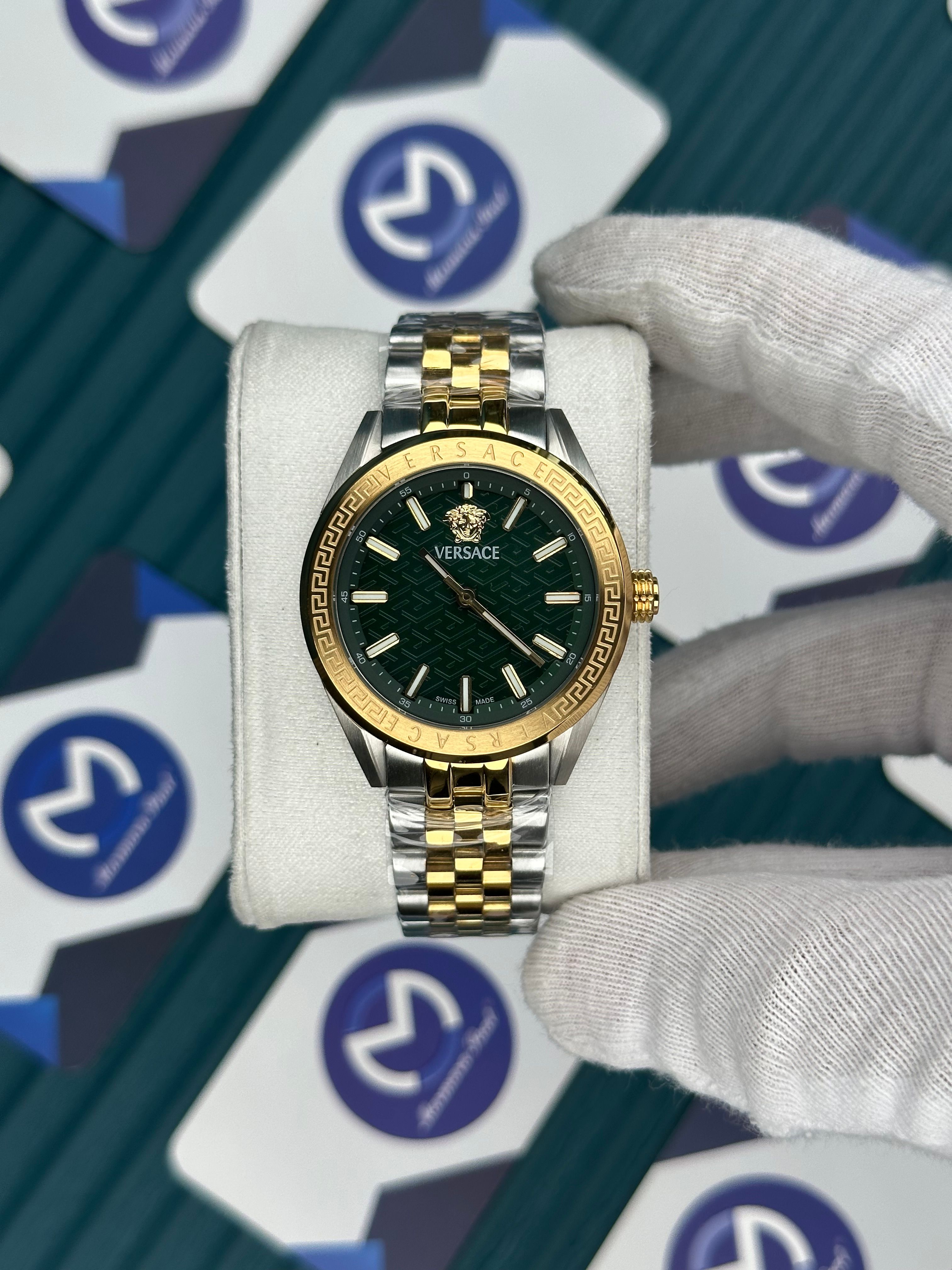VERSACE 36 GREEN DIAL GOLD-SILVER JUBILE