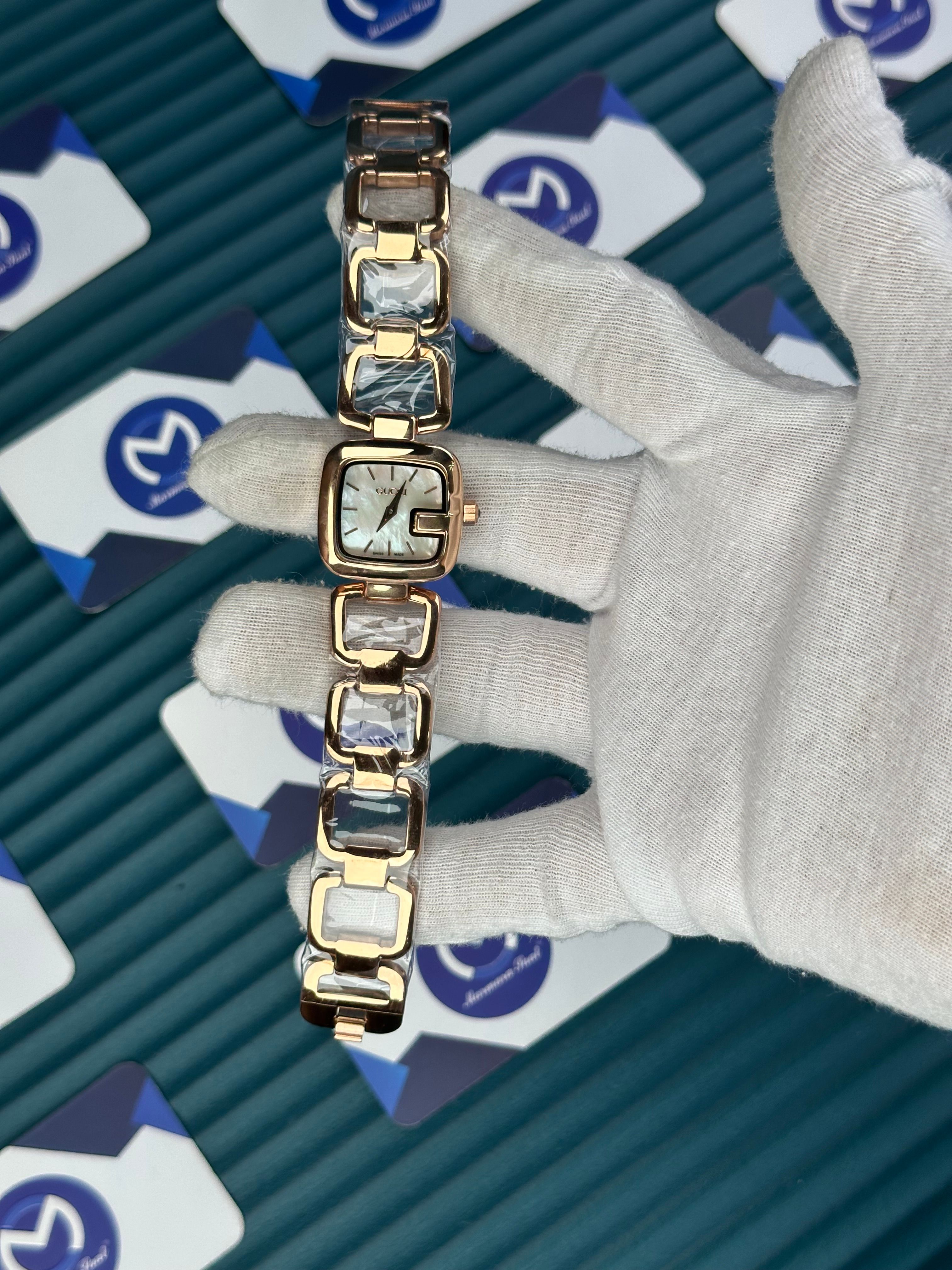 GUCCI WOMAN RING BRACELET WHITE DIAL ROD INDEX ROSE CORD