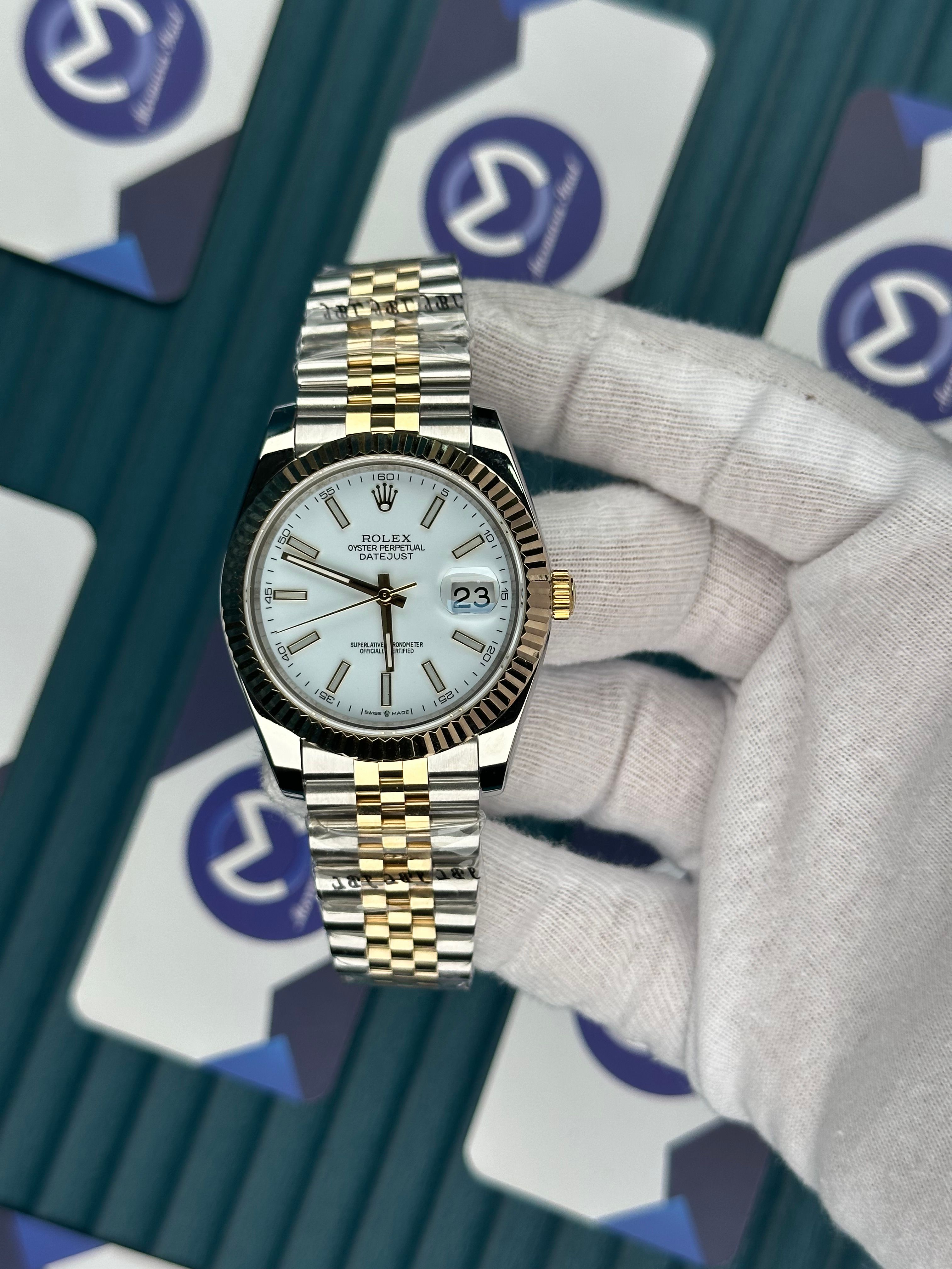 ROLEX DATEJUST WHITE DIAL GOLD-SILVER JUBILE