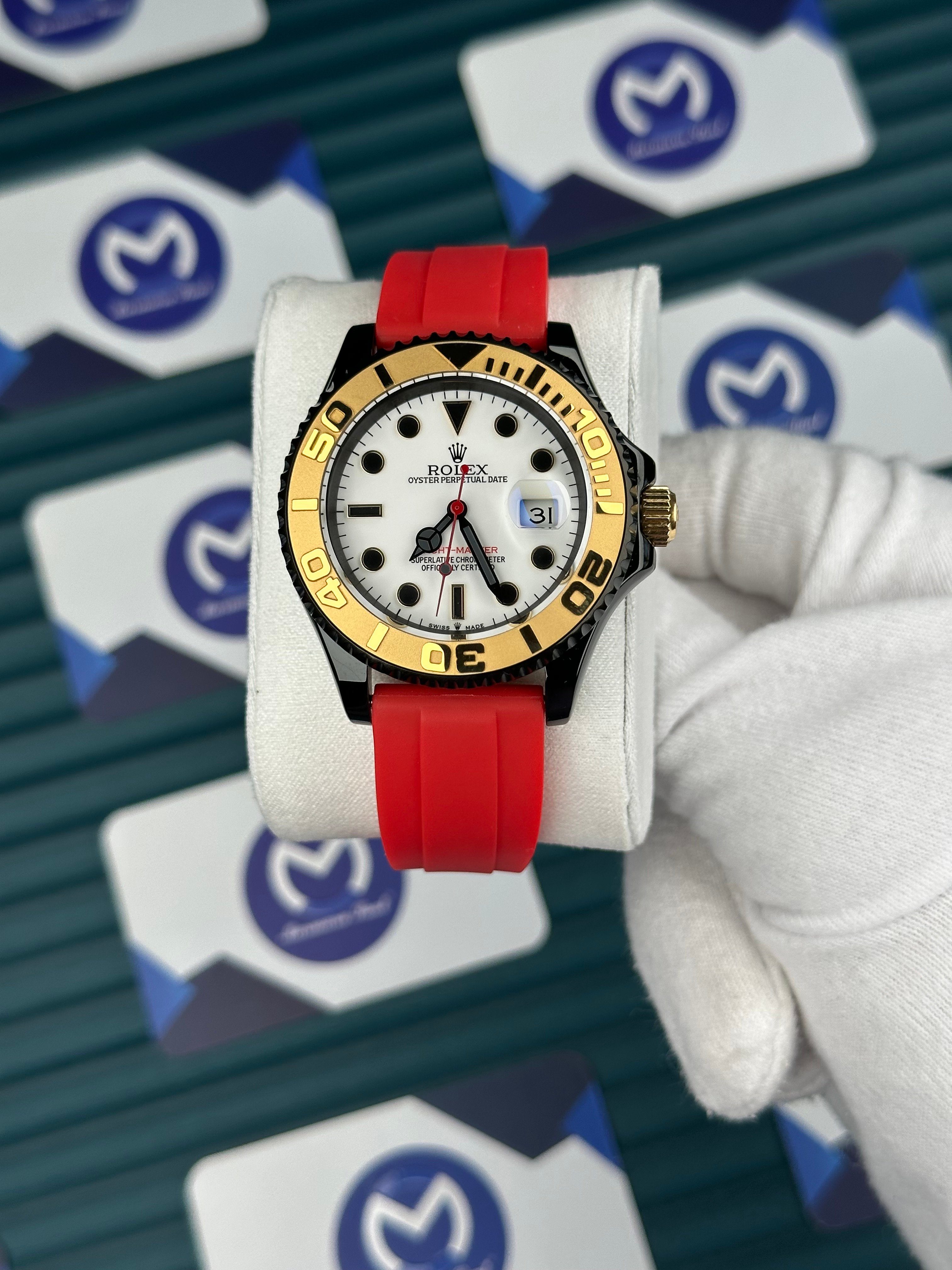 Rolex Yatch Master Gold Bezel Kırmızı Oysterflex Kordon