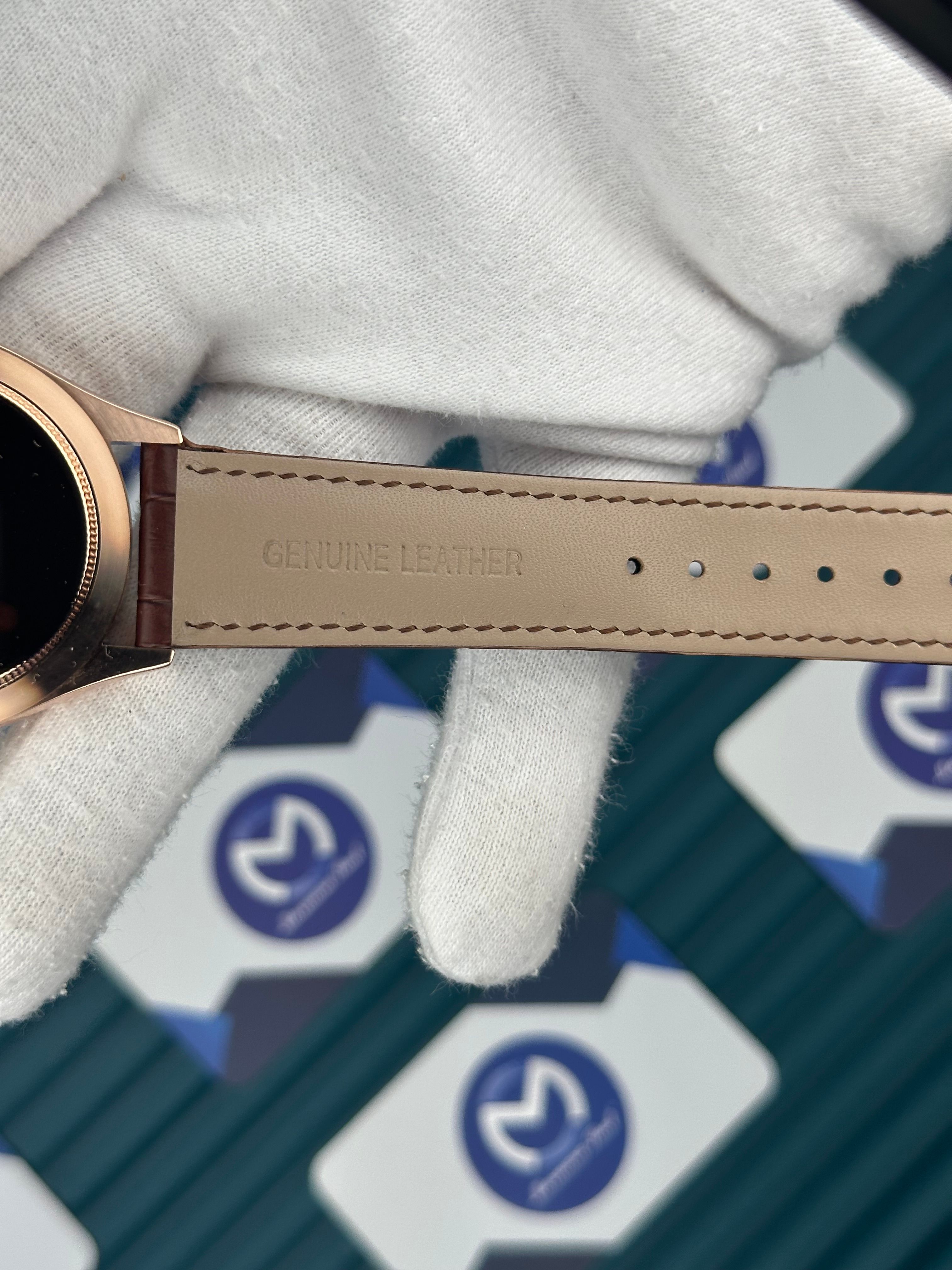 Rolex Cellini Rose Kasa Fonksiyonlu Beyaz Kadran Kahverengi Deri Kordon