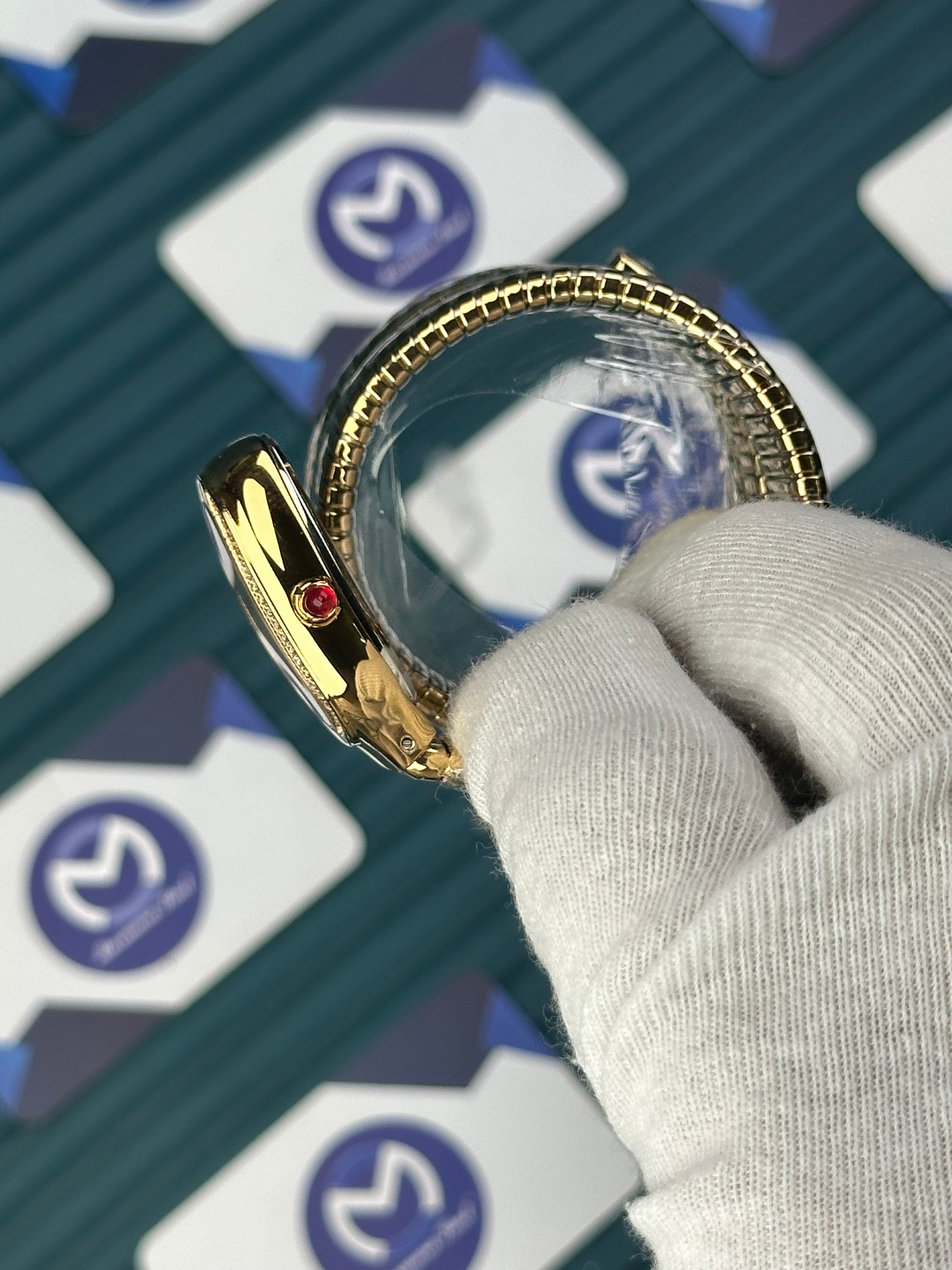 BVLGARI SERPENTI GREEN DIAL DIAMOND BEZEL GOLD LONG TUBOGAS