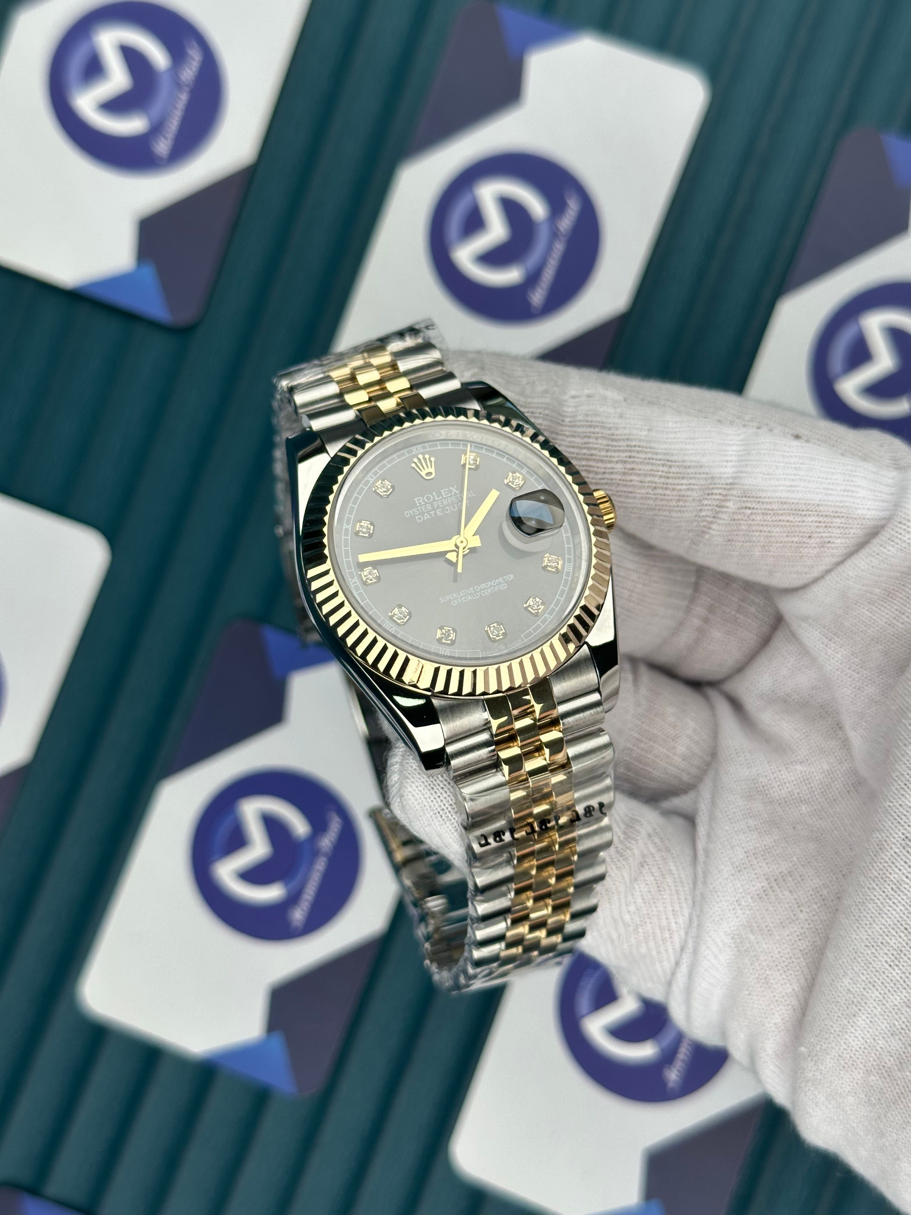 ROLEX DATEJUST GREY DIAL DIAMOND INDEX GOLD-SILVER JUBILE