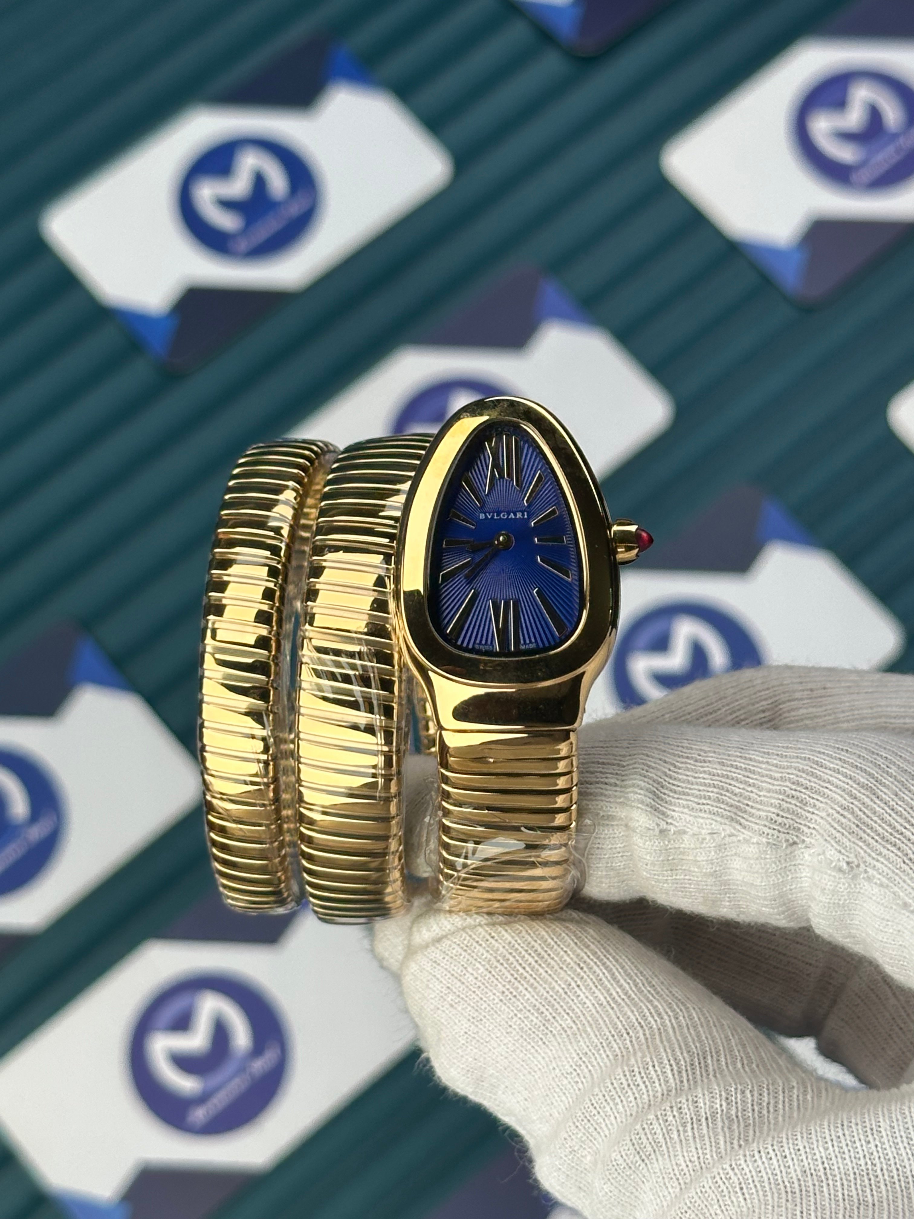 BVLGARI SERPENTI BLUE DIAL GOLD LONG TUBOGAS