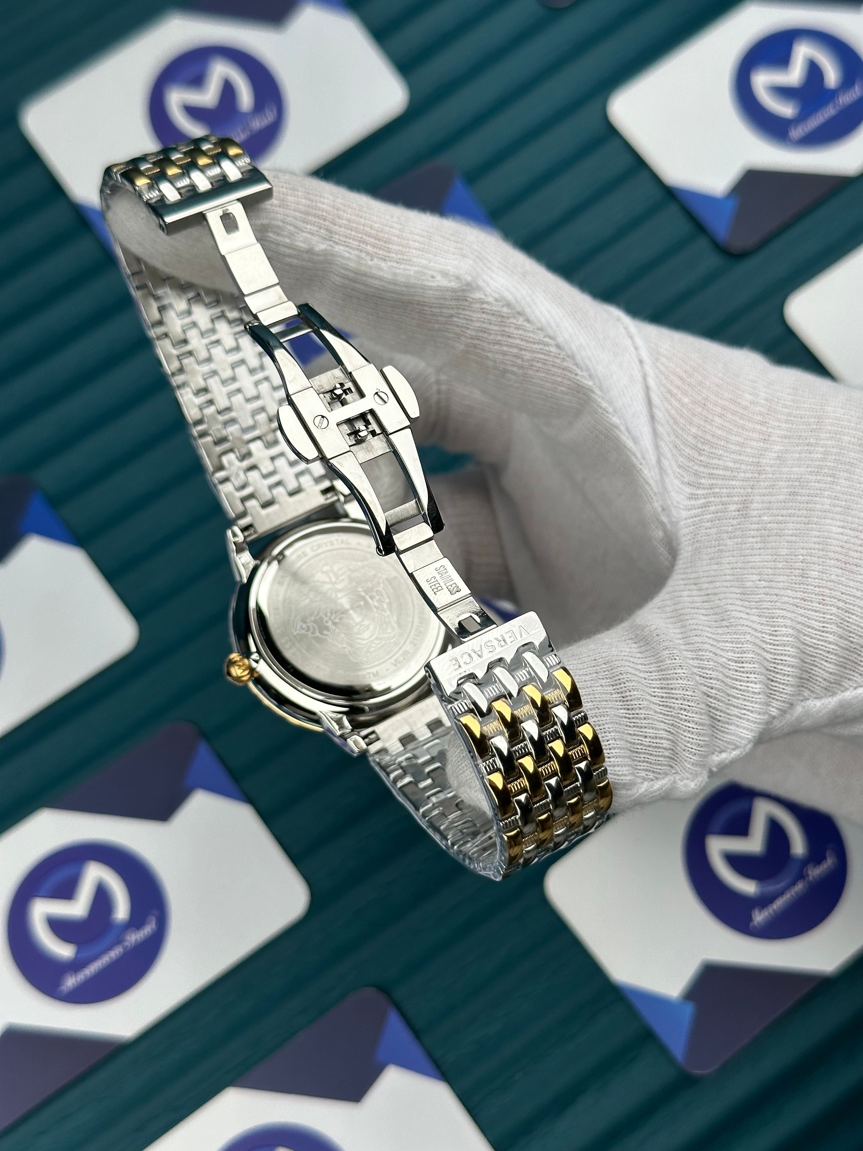 VERSACE 36 GREEN GOLD 3D DIAL ROMA INDEX JUBILE GOLD-SILVER