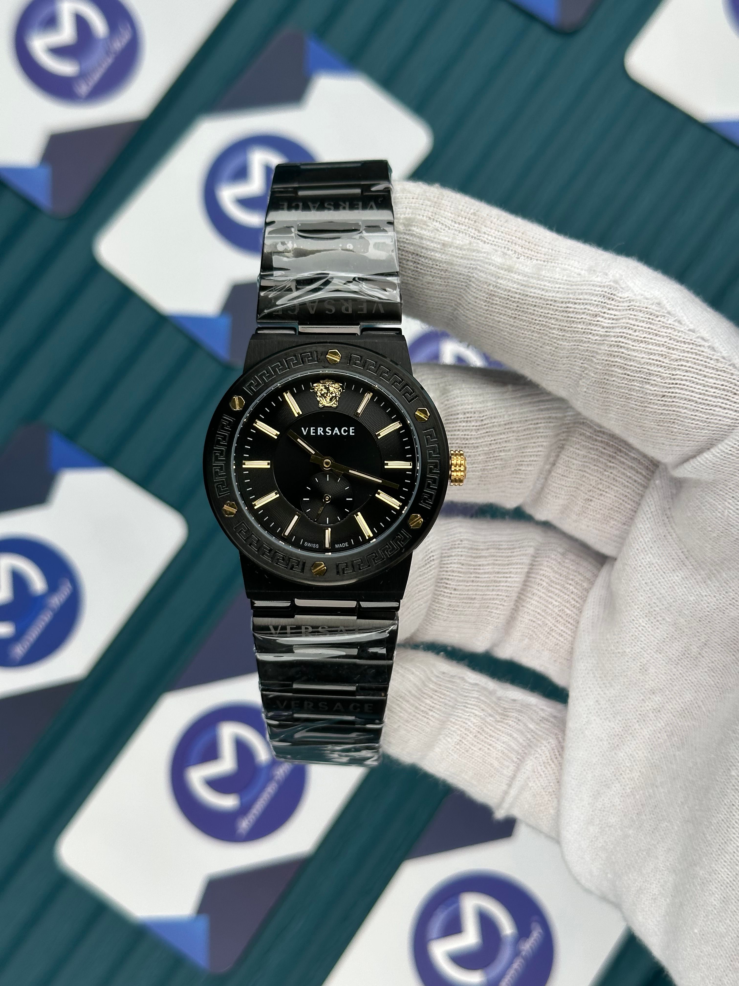 VERSACE 36 CHRONOMETER GOLD DETAILS BLACK
