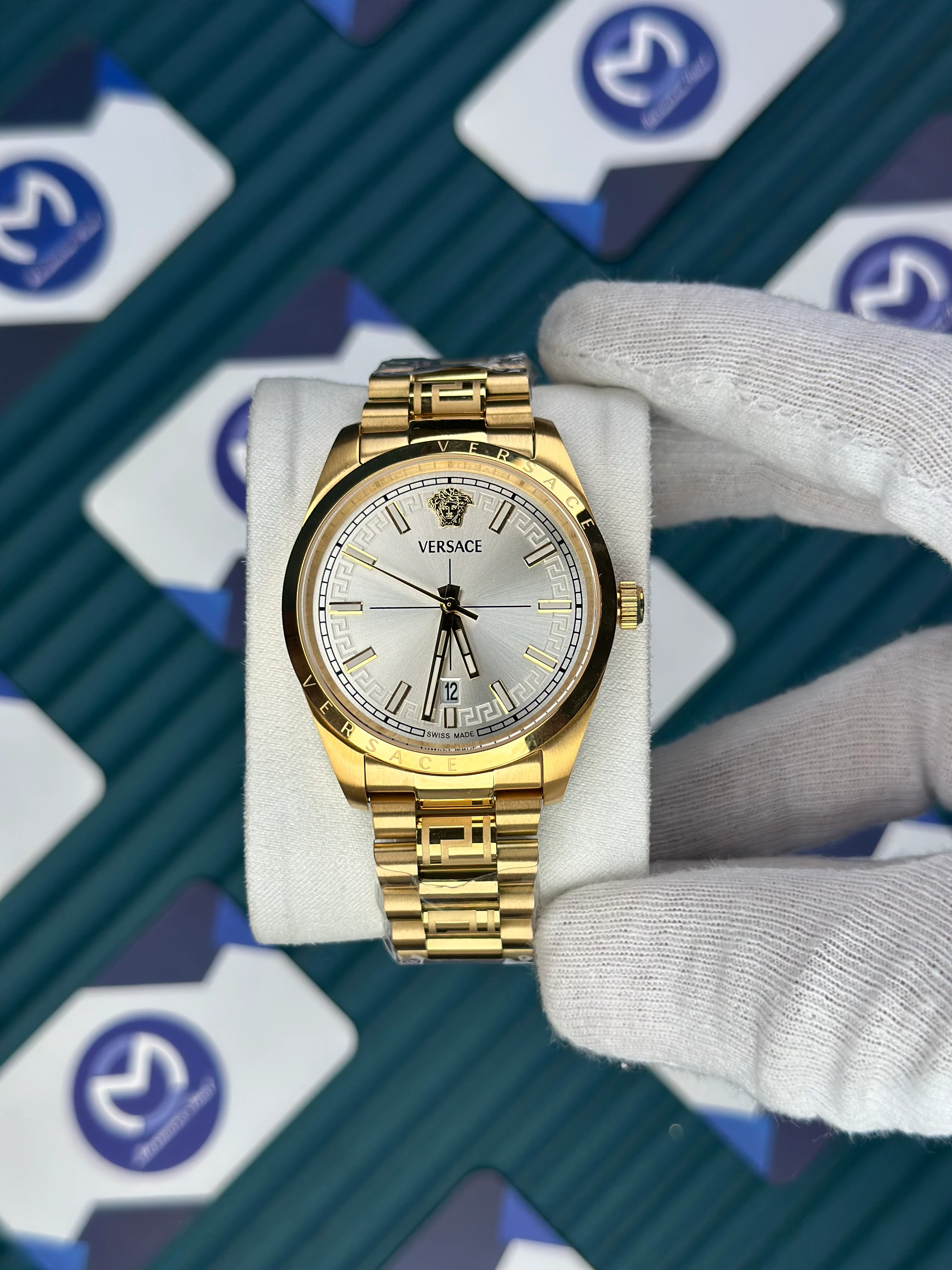 VERSACE NEW WHITE DIAL GOLD PRESIDENT