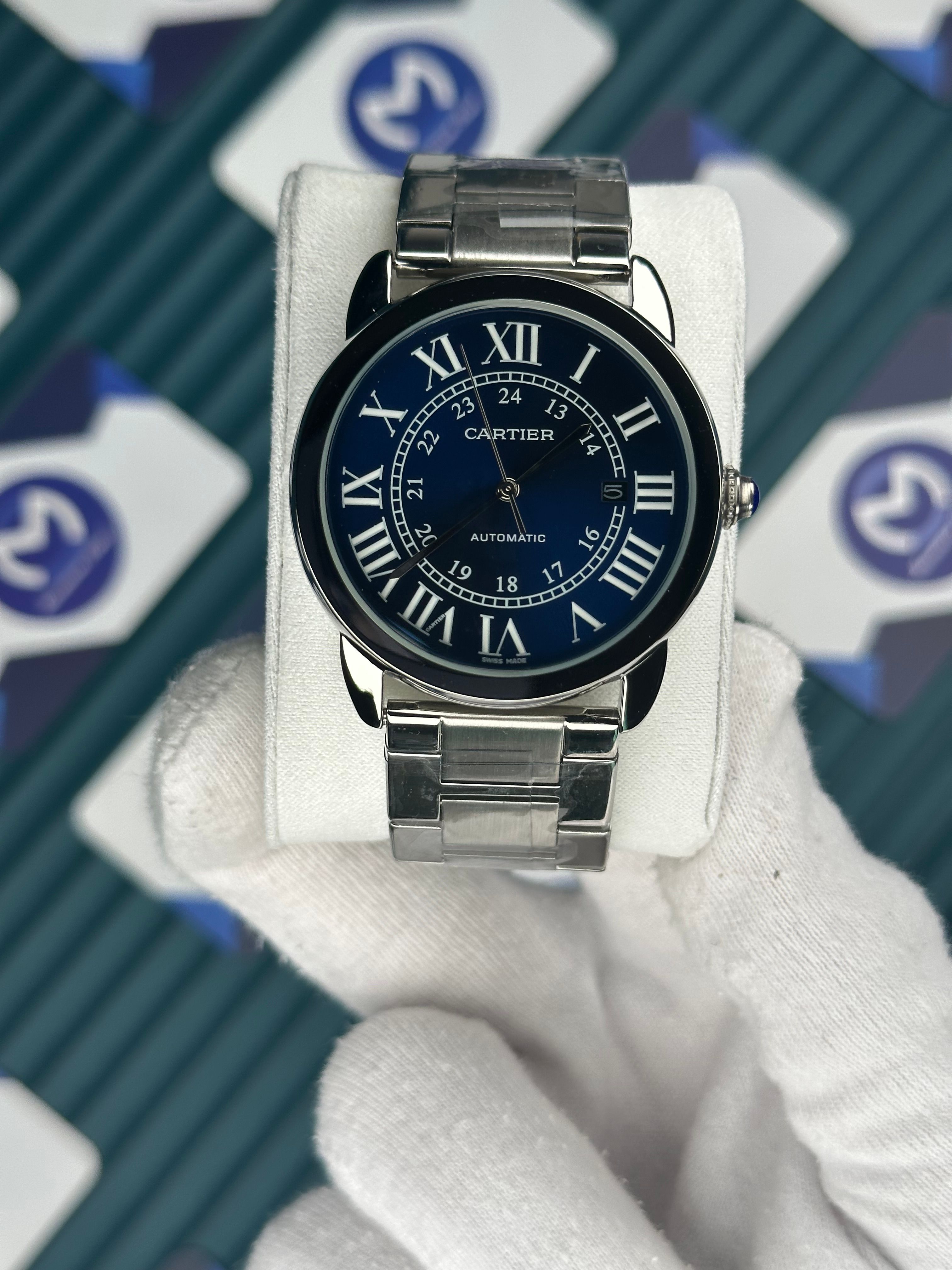 Cartier Ballon Mavi Kadran Gümüş