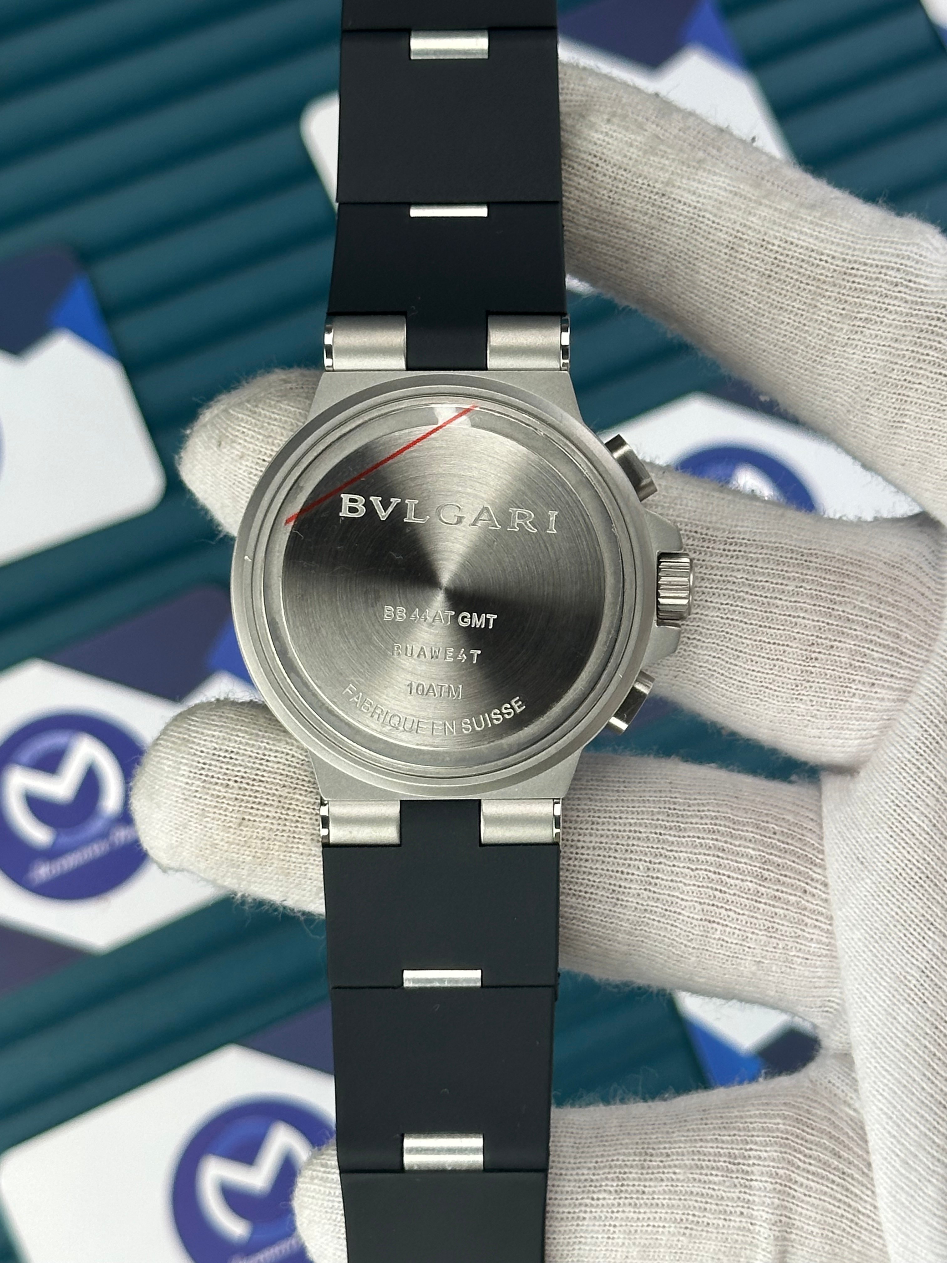 BVLGARI TITANIUM WHITE DIAL SILVER CASE CHRONOGRAPH BLACK RUBBER