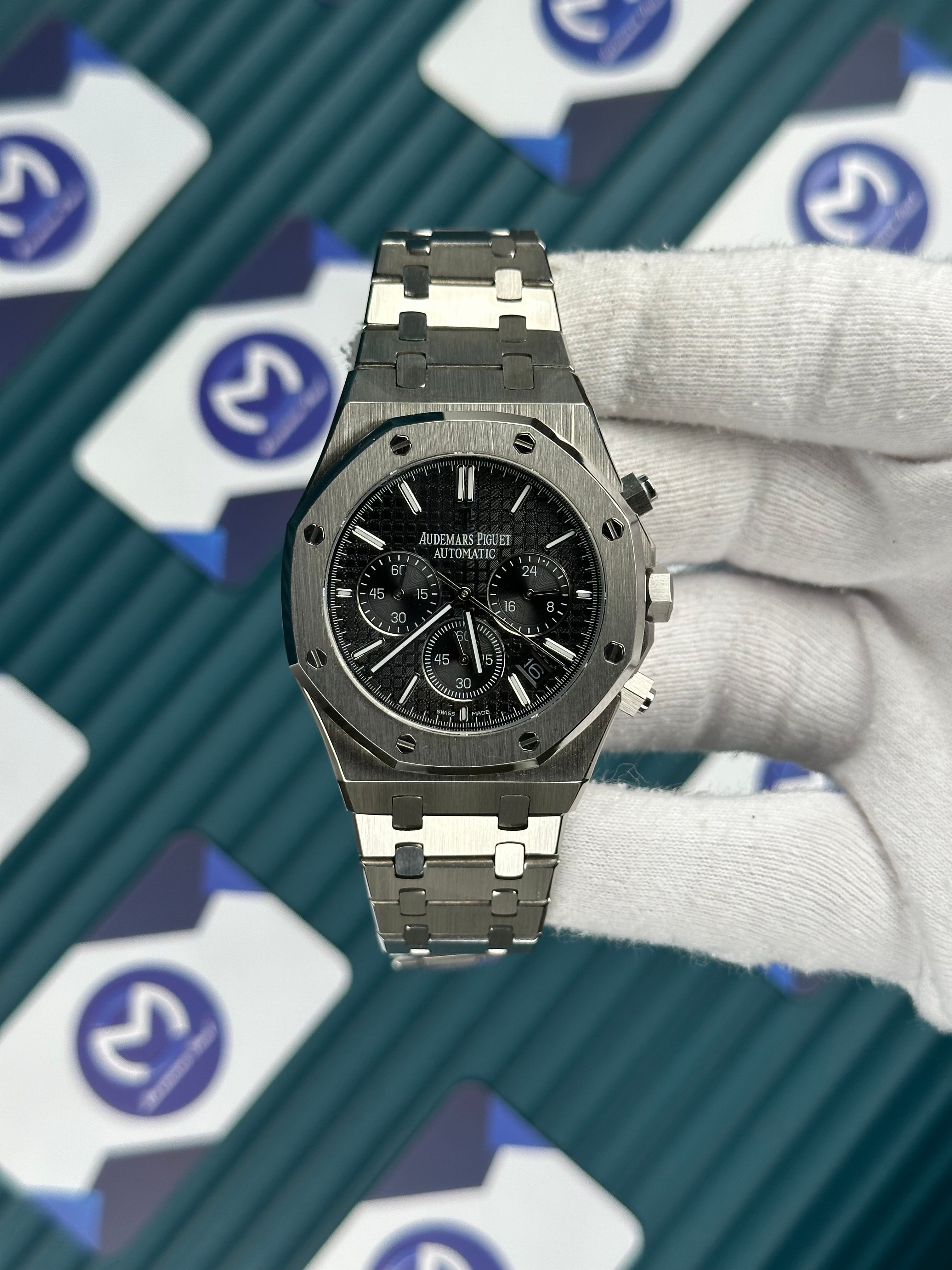 Audemars Piguet Royal Oak Gümüş Kordon Siyah Chronograph