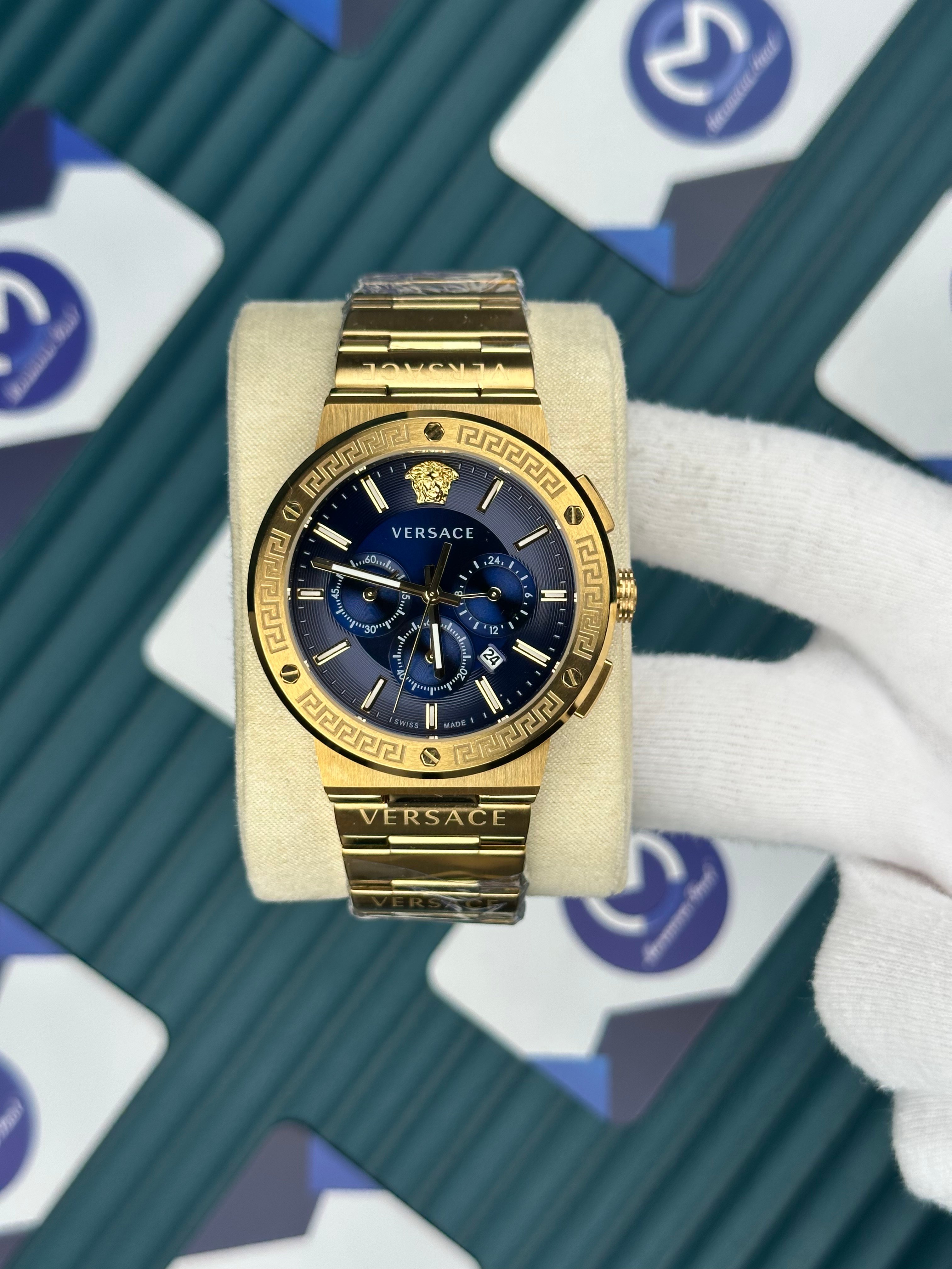 Versace Gold Üç Fonksiyon Mavi Kadran