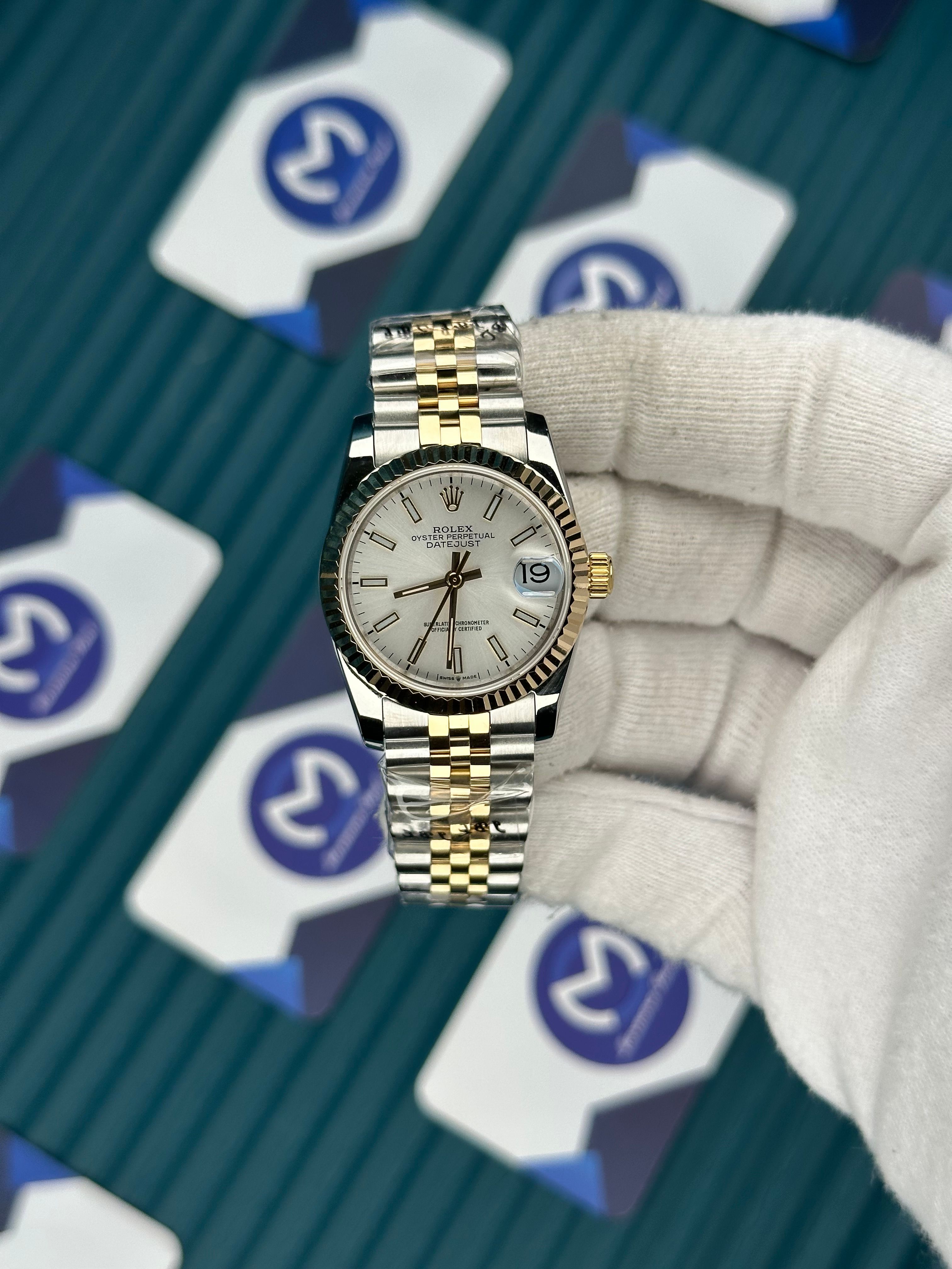 ROLEX 31 WHITE DIAL DUZ INDEX GOLD-SILVER JUBILEE