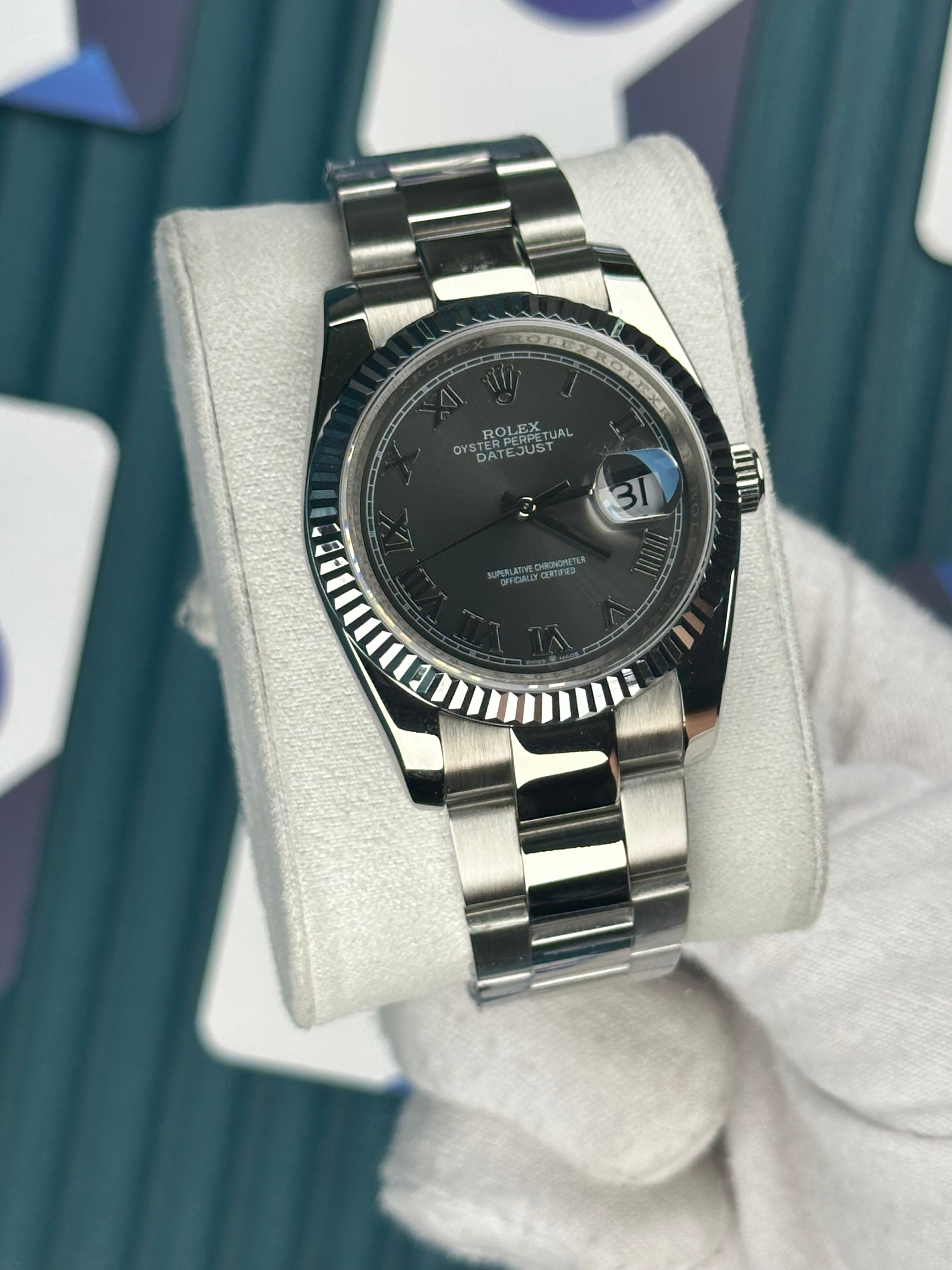 ROLEX 36 GREY DIAL SILVER OYSTER