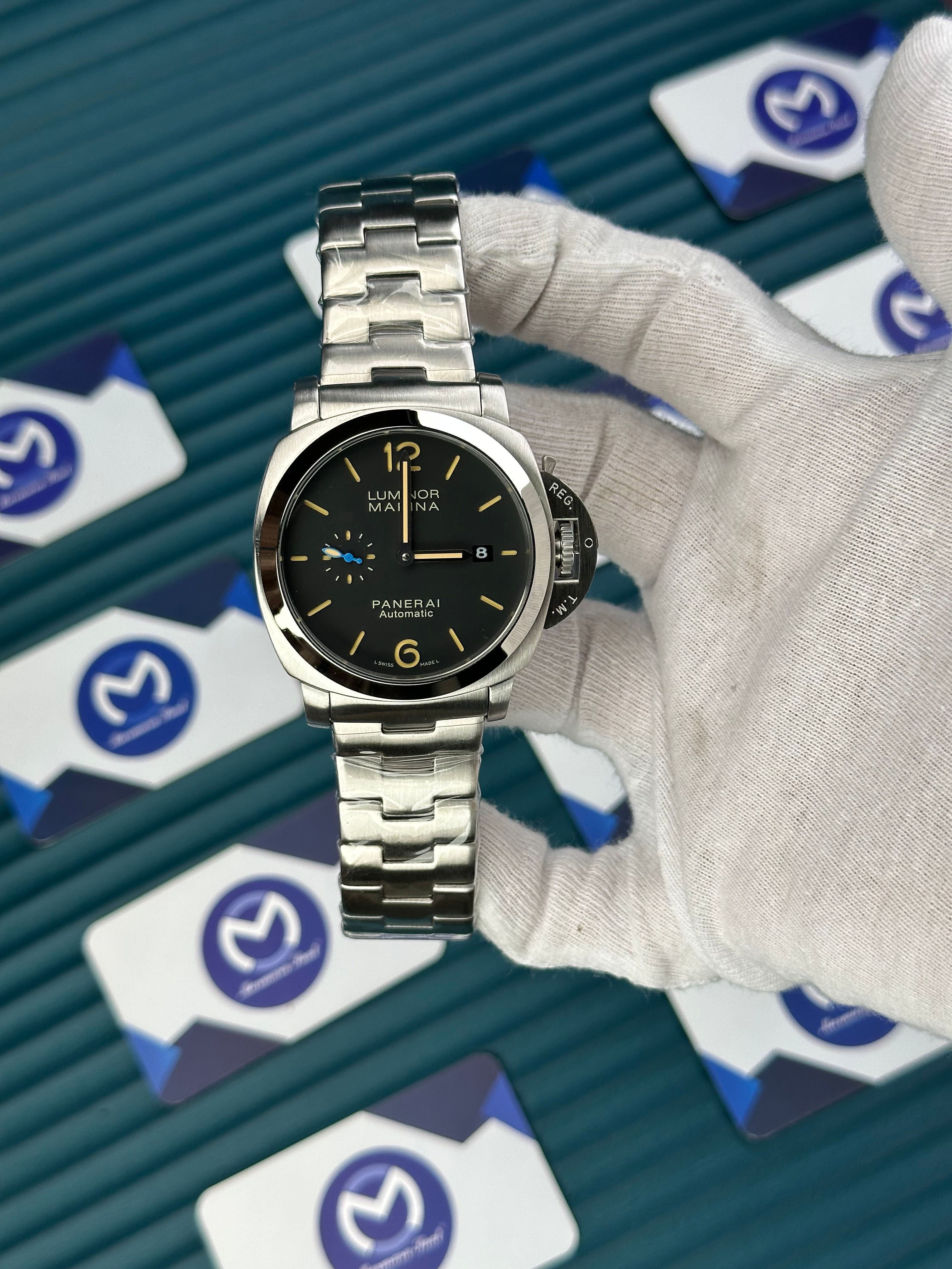 LUMINOR MARINA PANERAI BLACK DIAL SECOND CHRONOGRAPH SILVER CORD