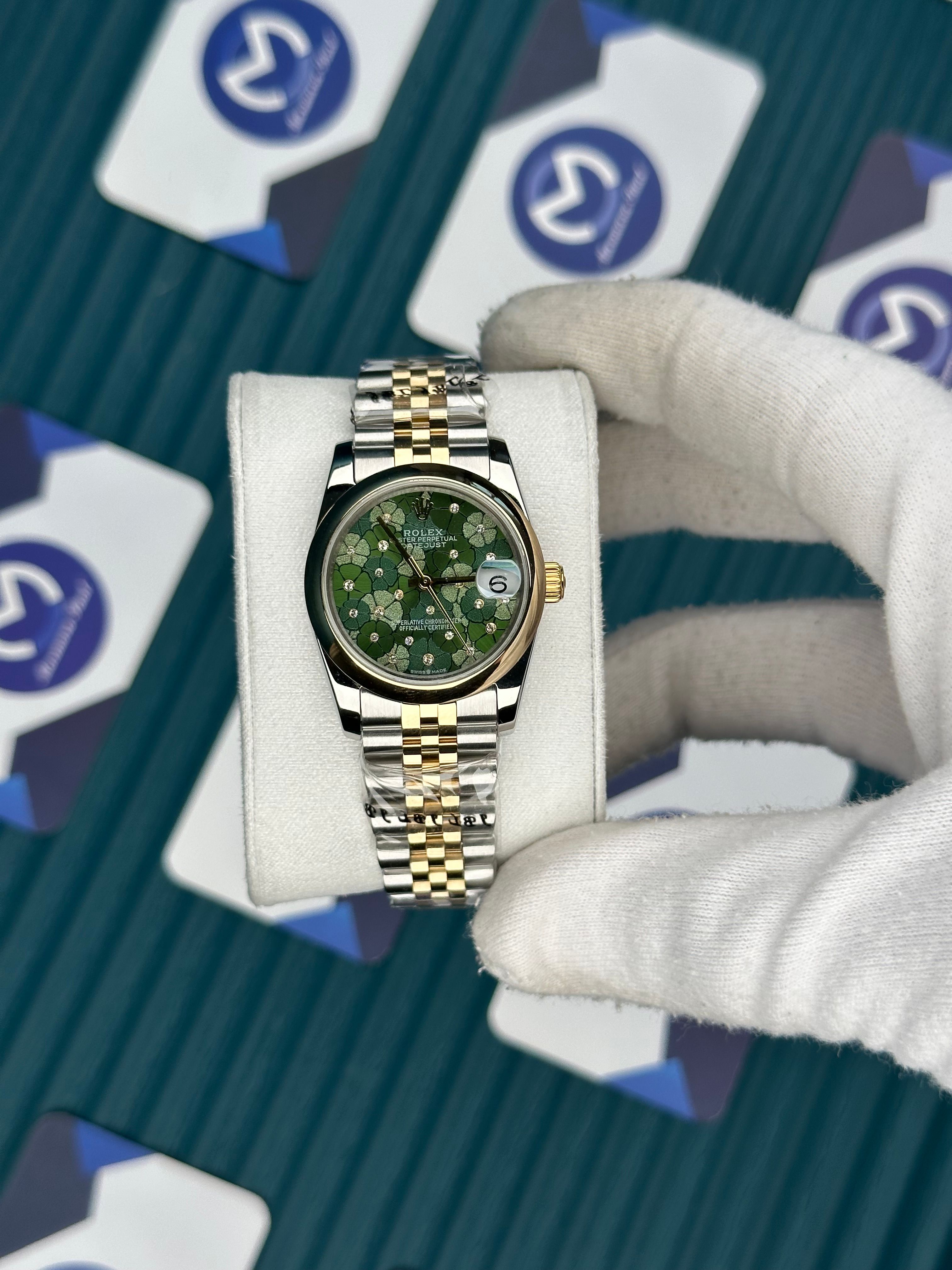 ROLEX 31 OVAL BEZEL ZEYTİN YEŞİLİ KADRAN GOLD-SILVER JUBILEE