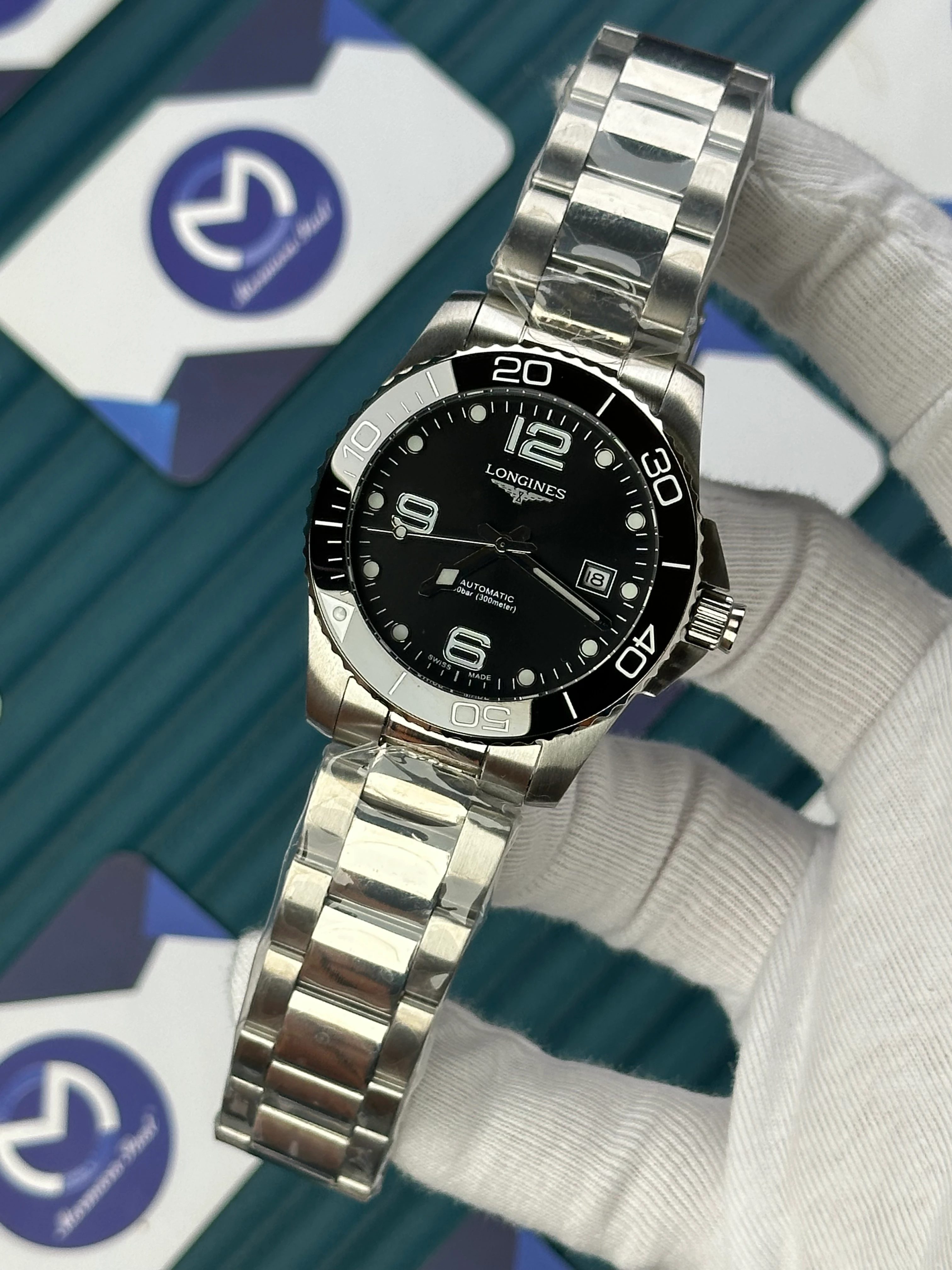 LONGINES HYDROCONQUEST AUTOMATIC BLACK DIAL SILVER 