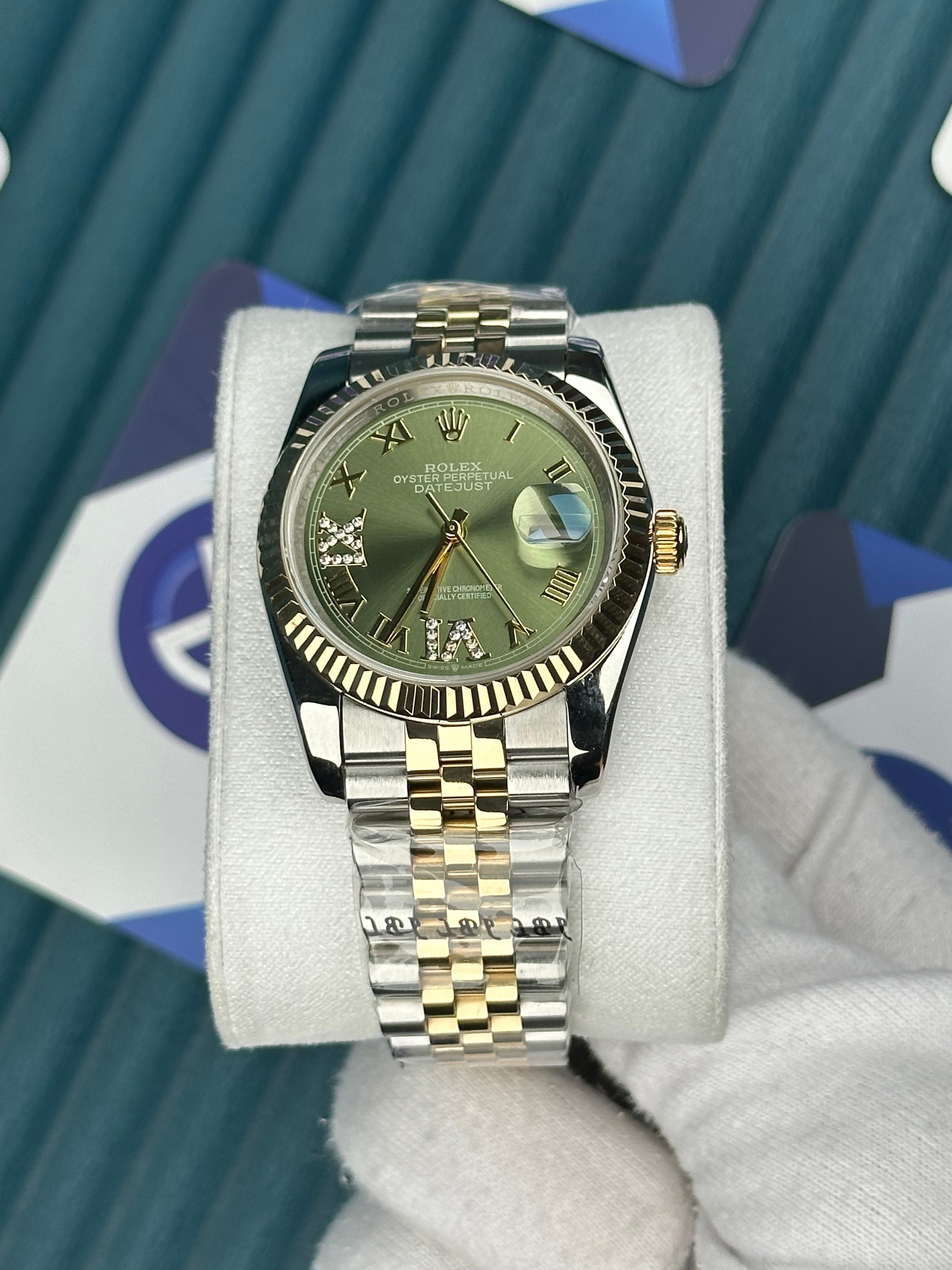 ROLEX 36 YEŞİL KADRAN ROMA PIRLANTA INDEX GOLD-SILVER JUBILEE