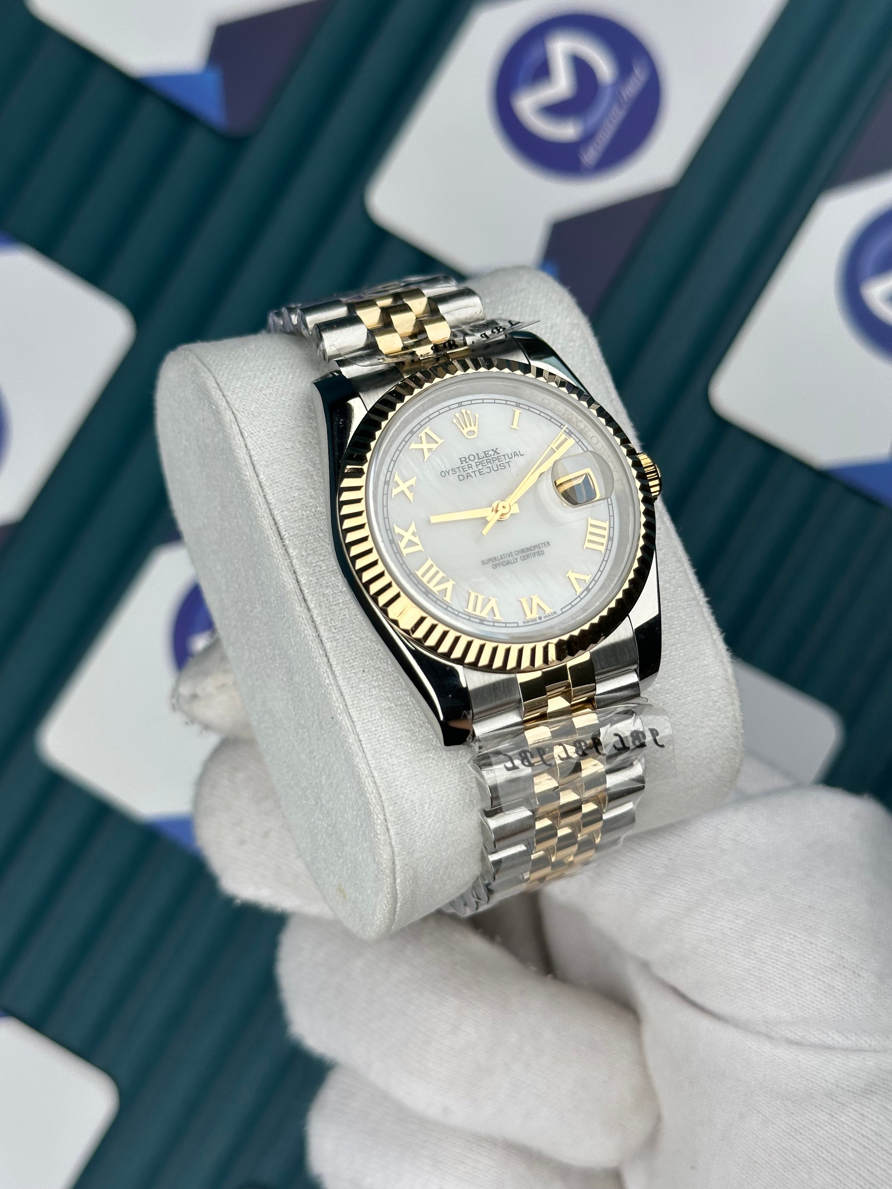 ROLEX 36 SEDEFLİ BEYAZ  GOLD-SILVER JUBILEE
