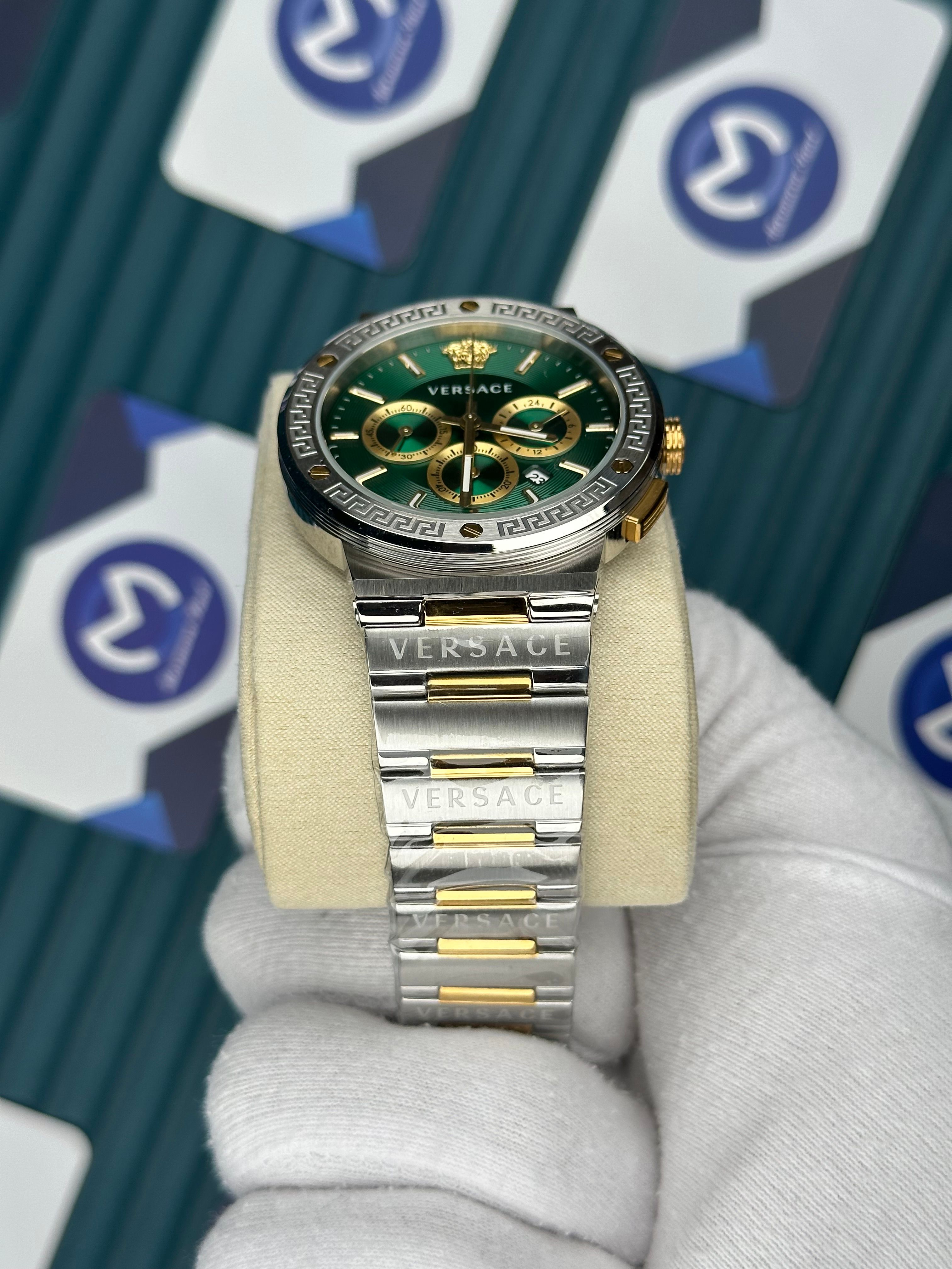 Versace Gold-Silver Yeşil Kadran Fonksiyonlu
