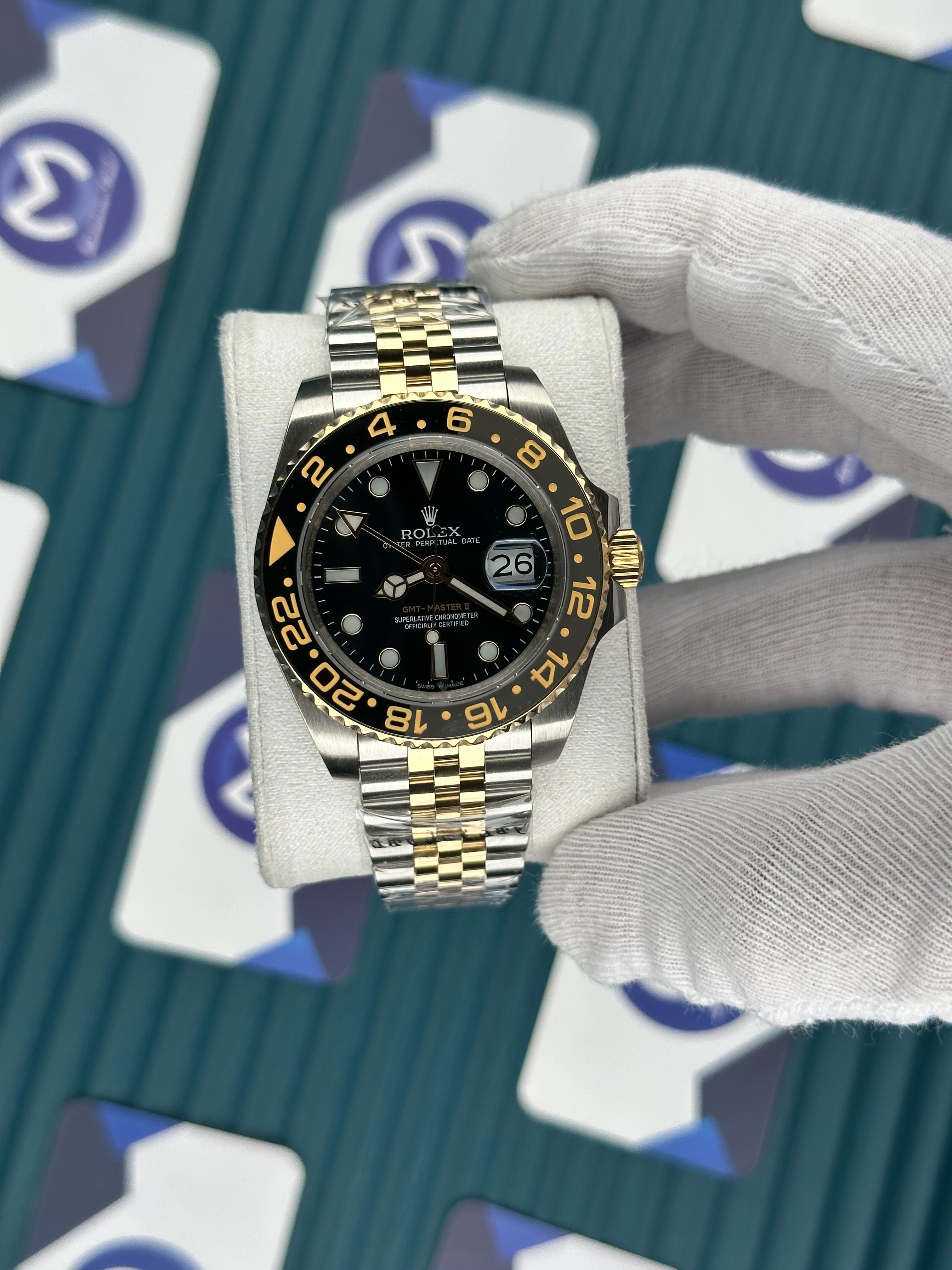 ROLEX GMT MASTER II ZOMBIE BLACK DIAL GOLD-SILVER JUBILE