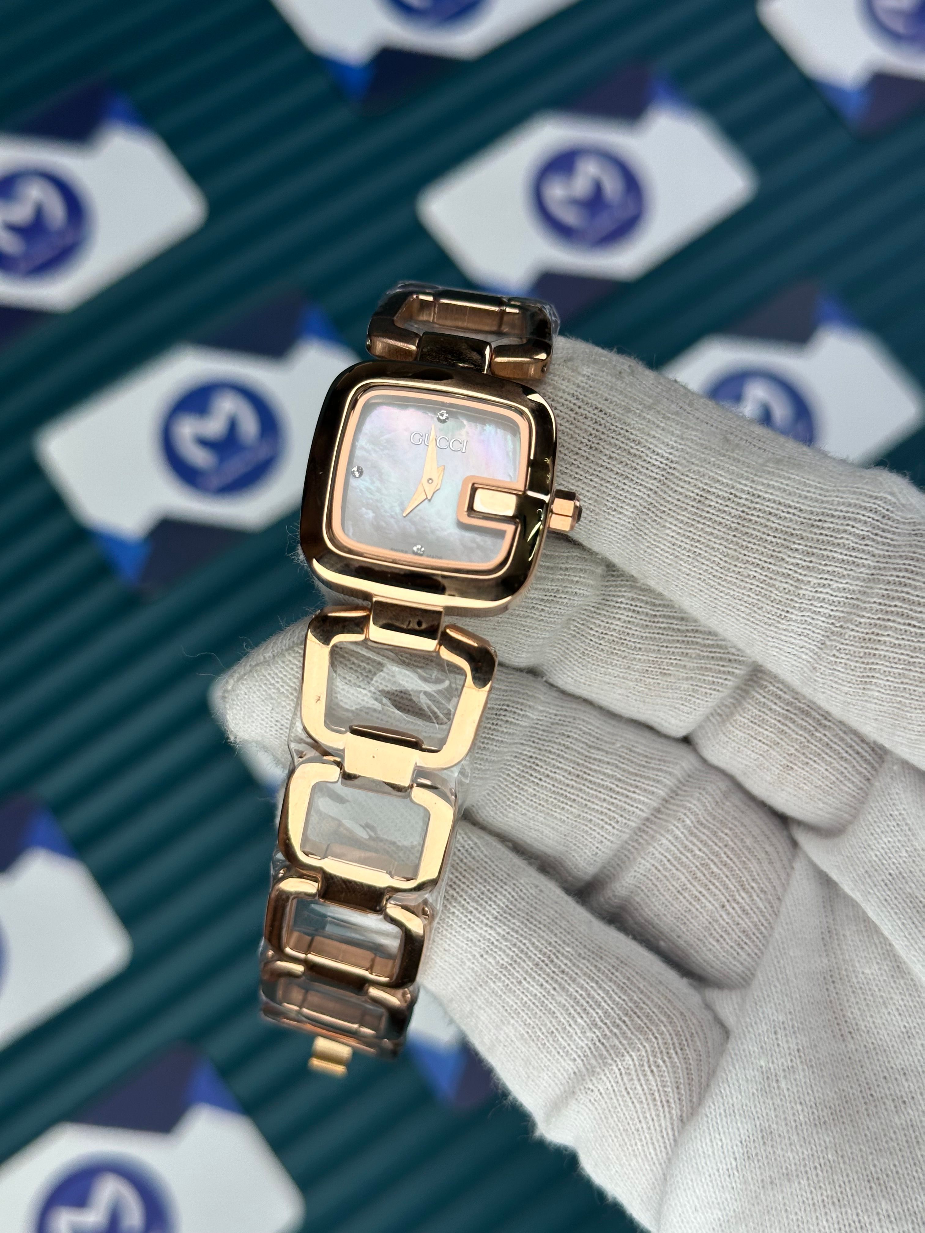 GUCCI WOMAN RING BRACELET RAINBOW DIAL ROSE CORD