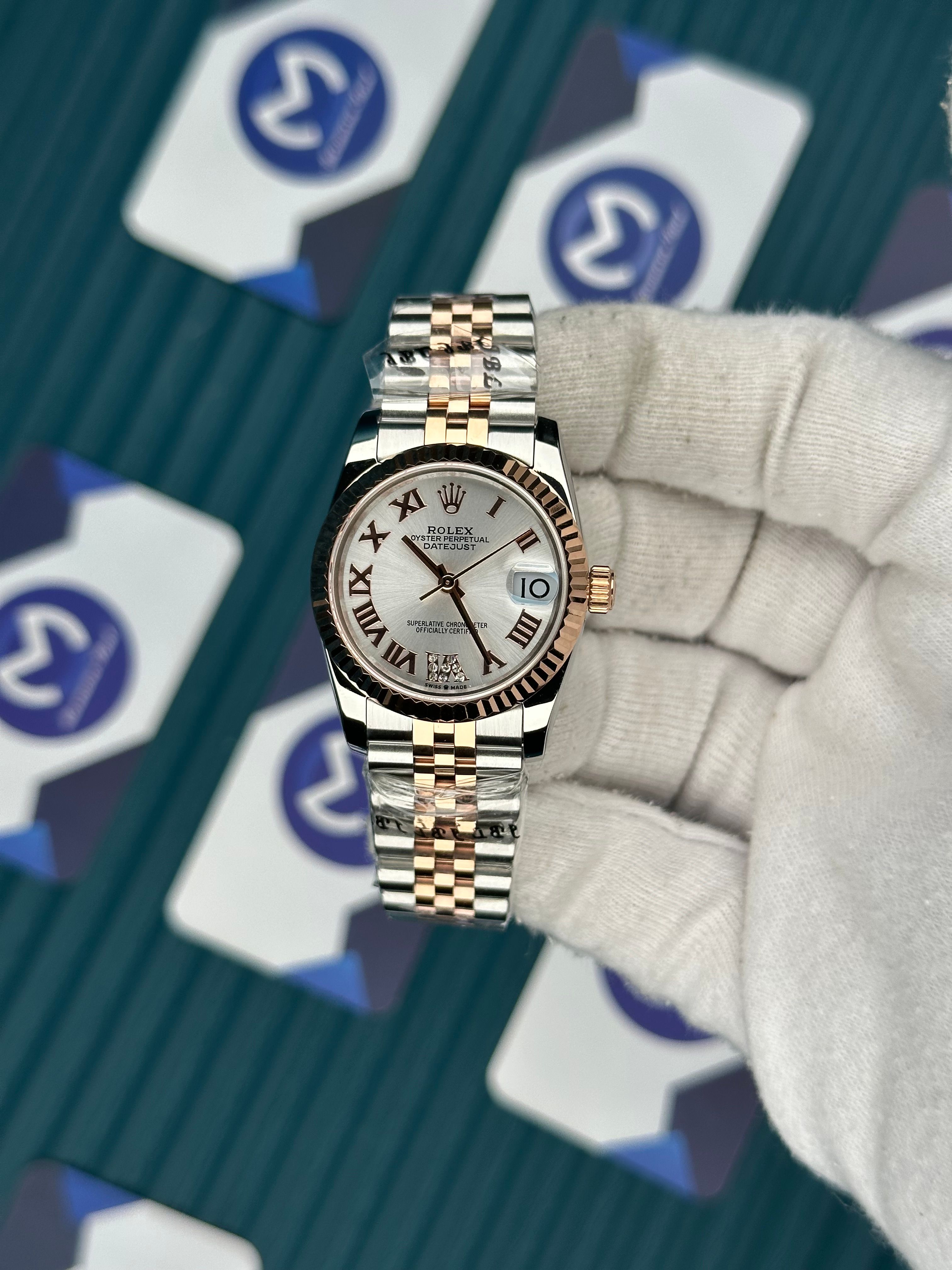 ROLEX 31 SEDEFLİ BEYAZ PIRLANTA ROMA INDEX ROSE-SILVER JUBILEE