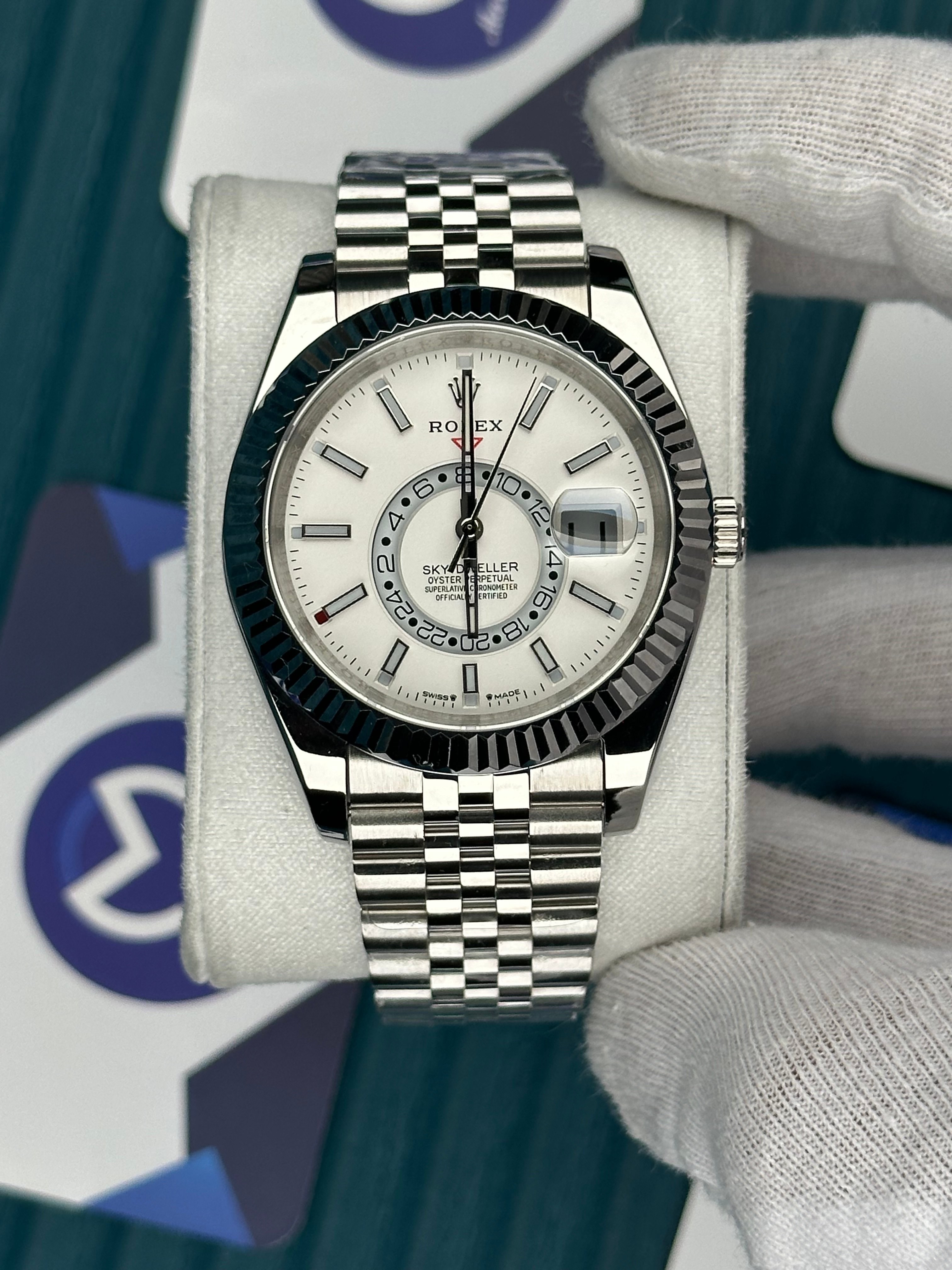 ROLEX SKYDWELLER WHITE DIAL SILVER JUBILE
