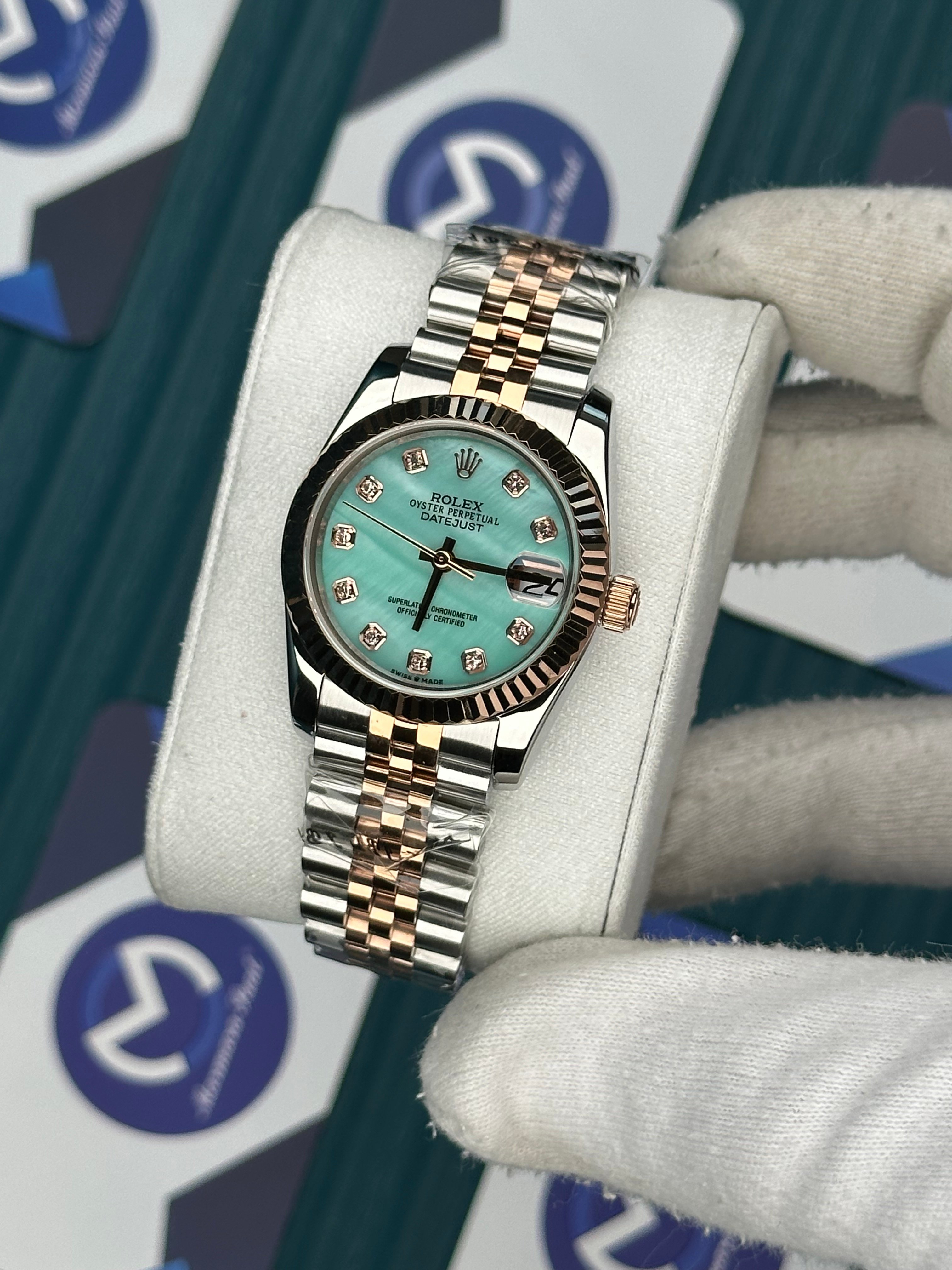 ROLEX 31 TIFFANY DIAL ROSE-SILVER JUBILEE