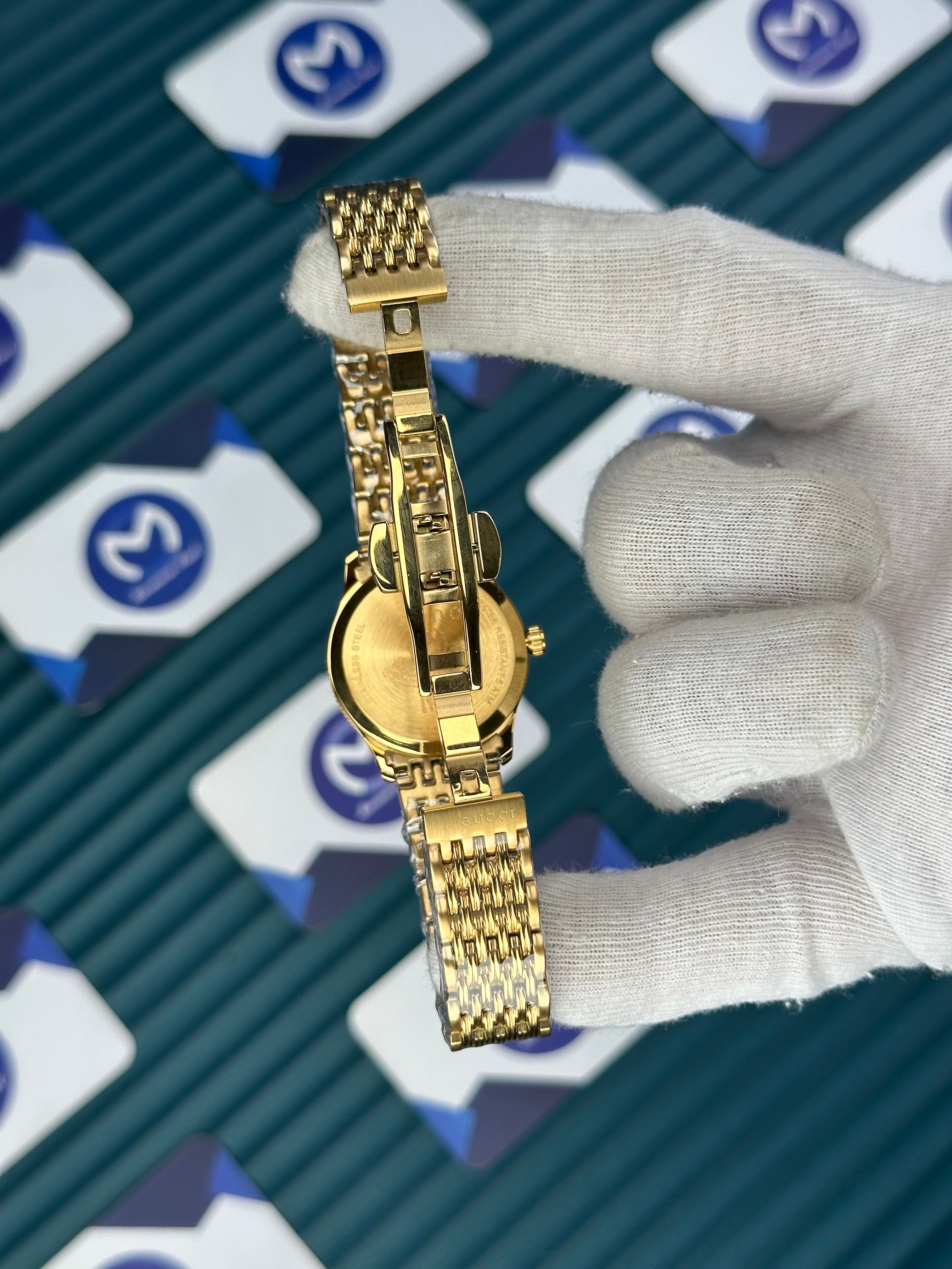 GUCCI GREY DIAL SPINNING BUTTERFLY GOLD