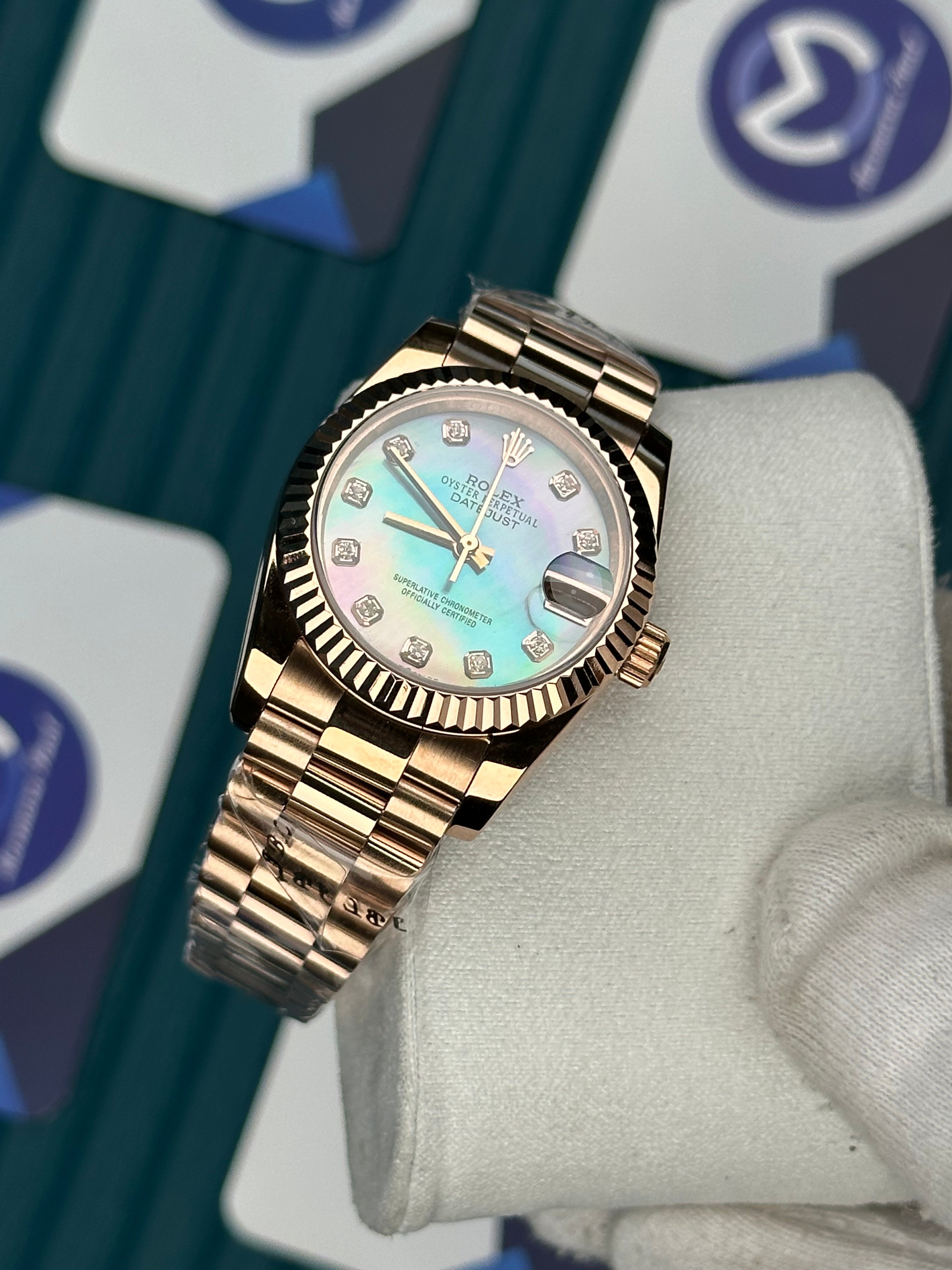 ROLEX 31 SEDEFLİ MAVİ ROSE PRESIDENT