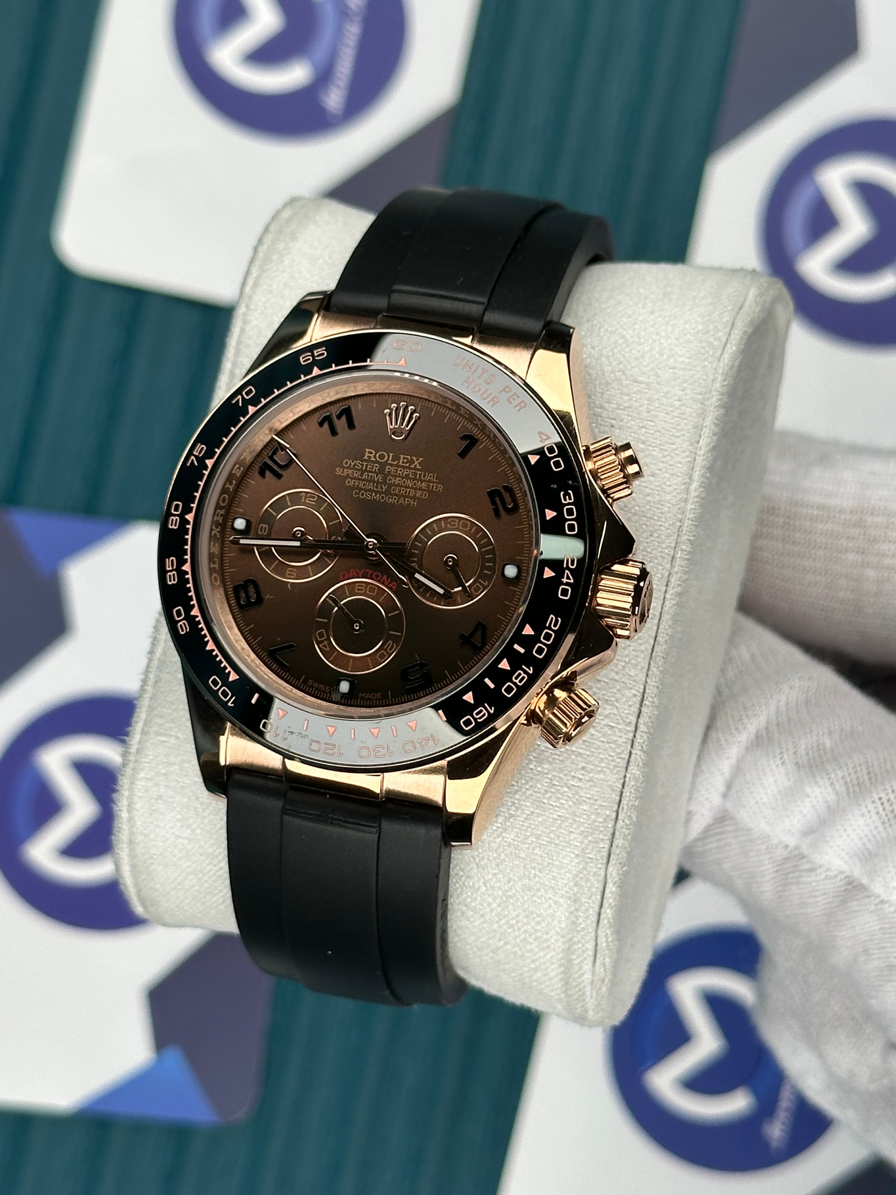 ROLEX DAYTONA CHOCOLATE DIAL ROSE CASE OYSTERFLEX