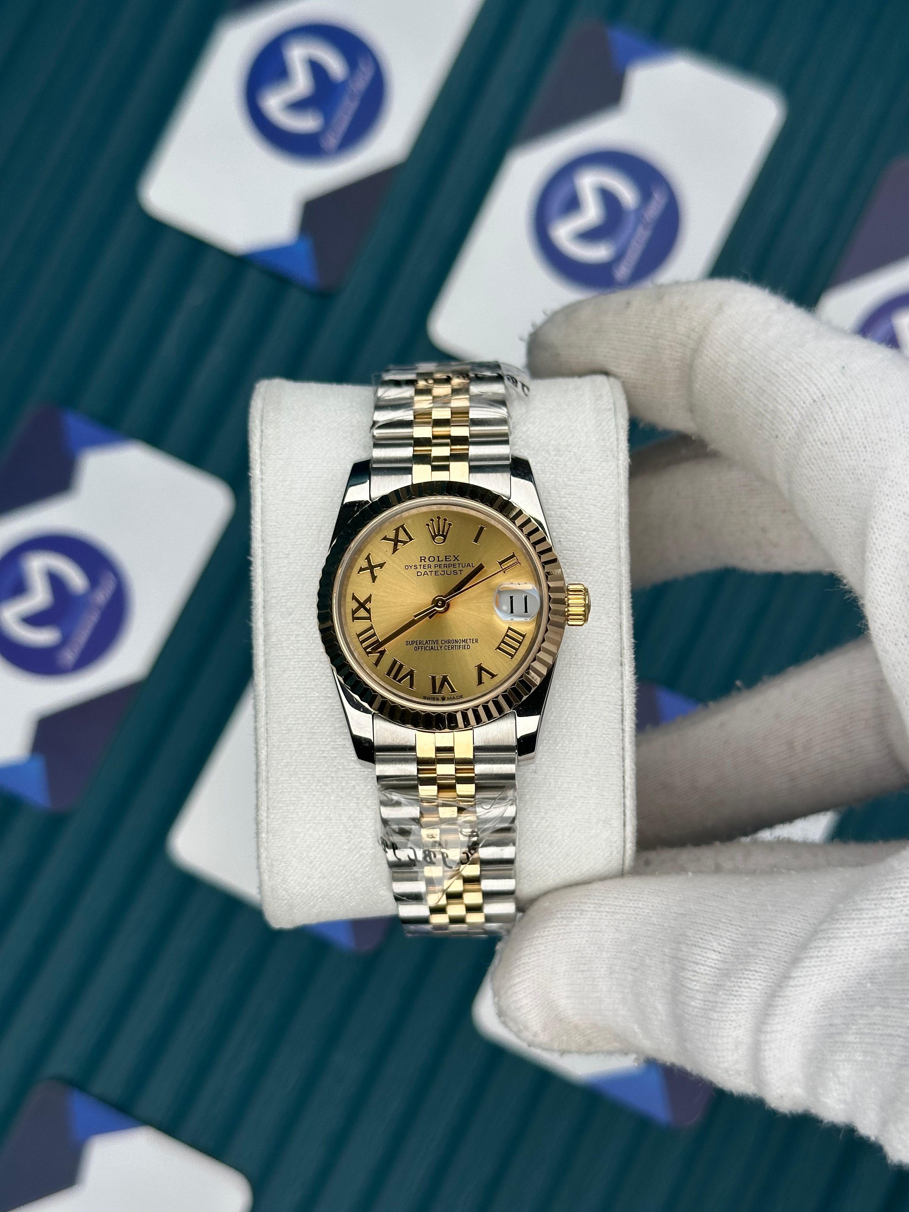 ROLEX 31 CHAMPAGNE DIAL ROMA INDEX GOLD-SILVER JUBILEE