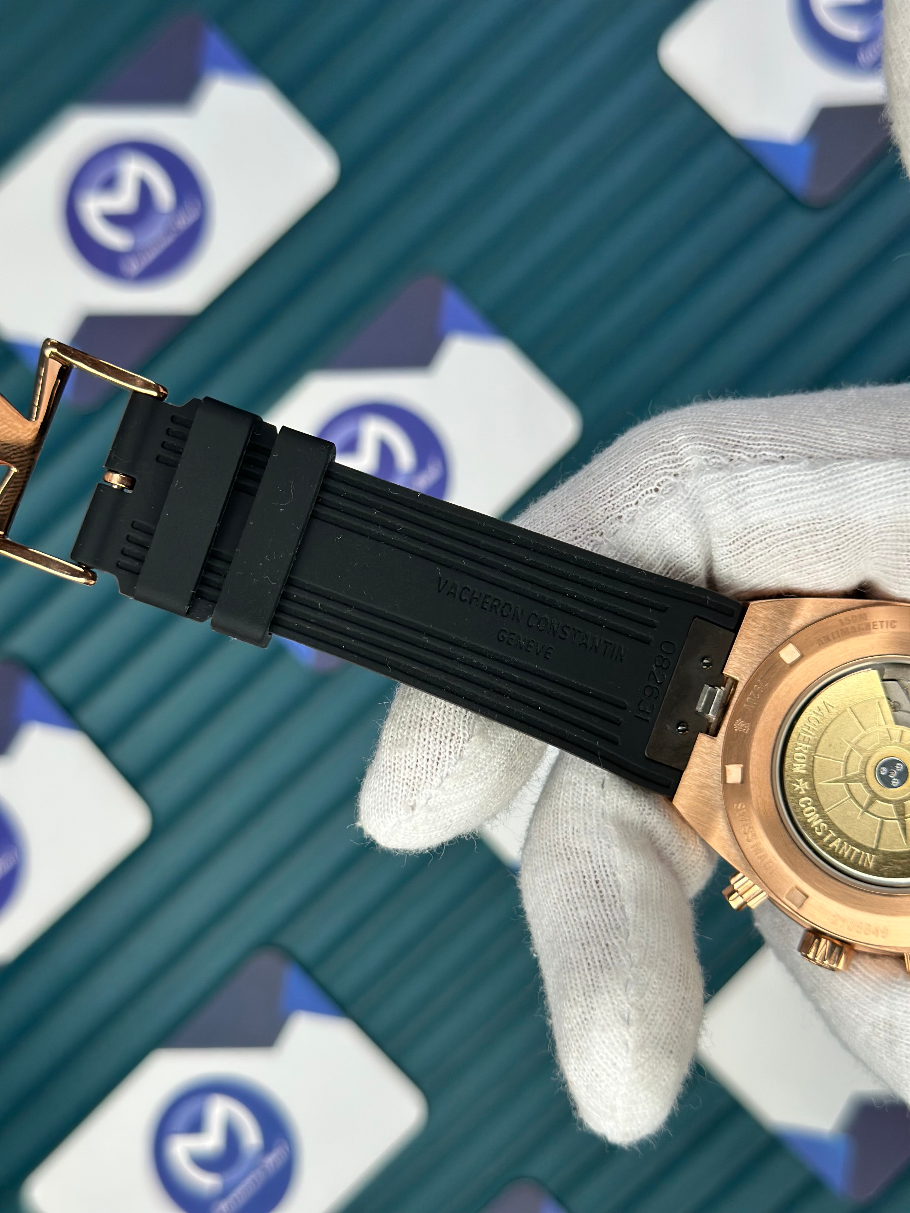 VACHERON CONSTANTIN BLACK DIAL ROSE CASE OVERSEAS BLACK RUBBER 