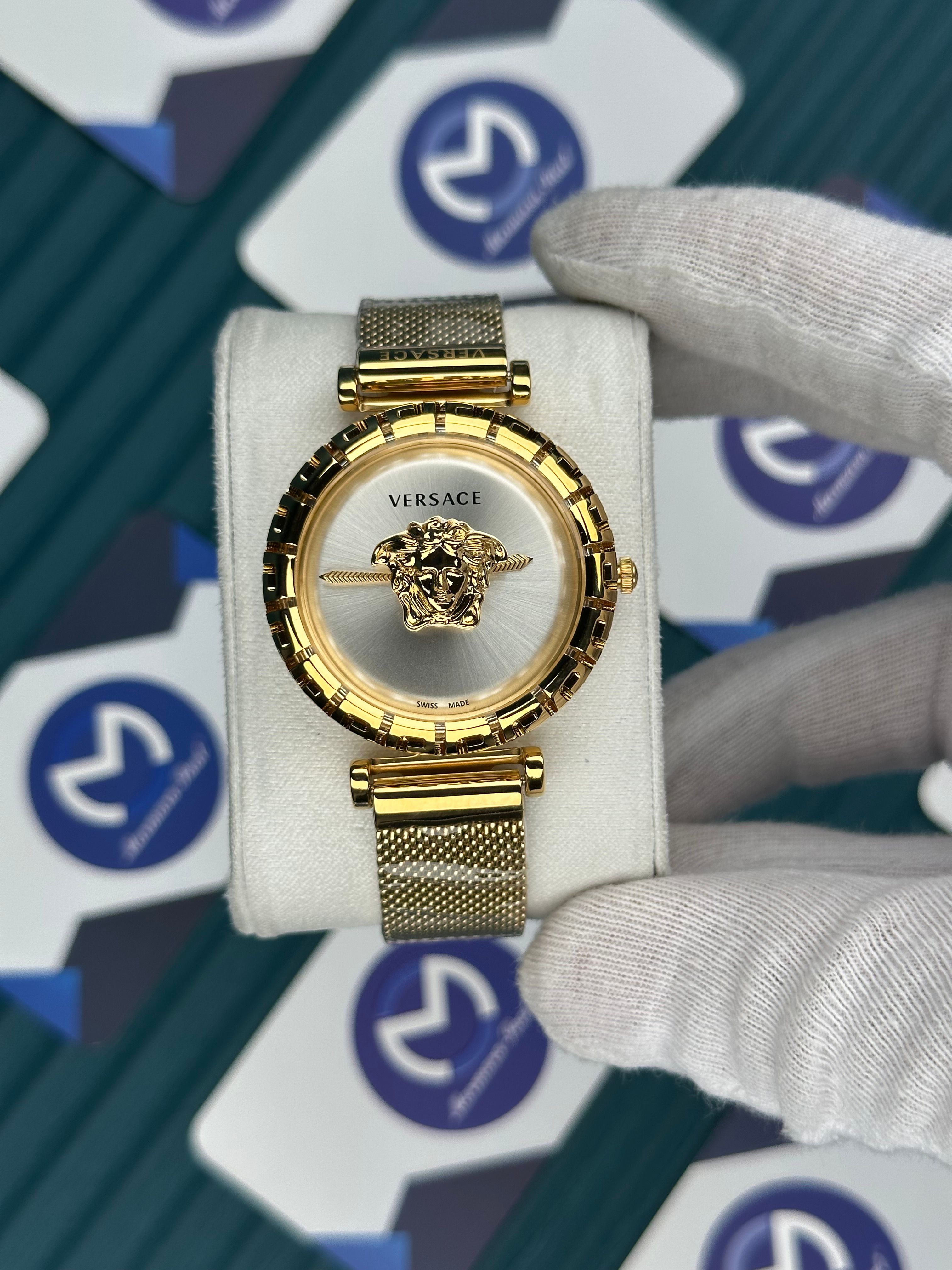 VERSACE 36 WHITE 3D DIAL GOLD BRACELET