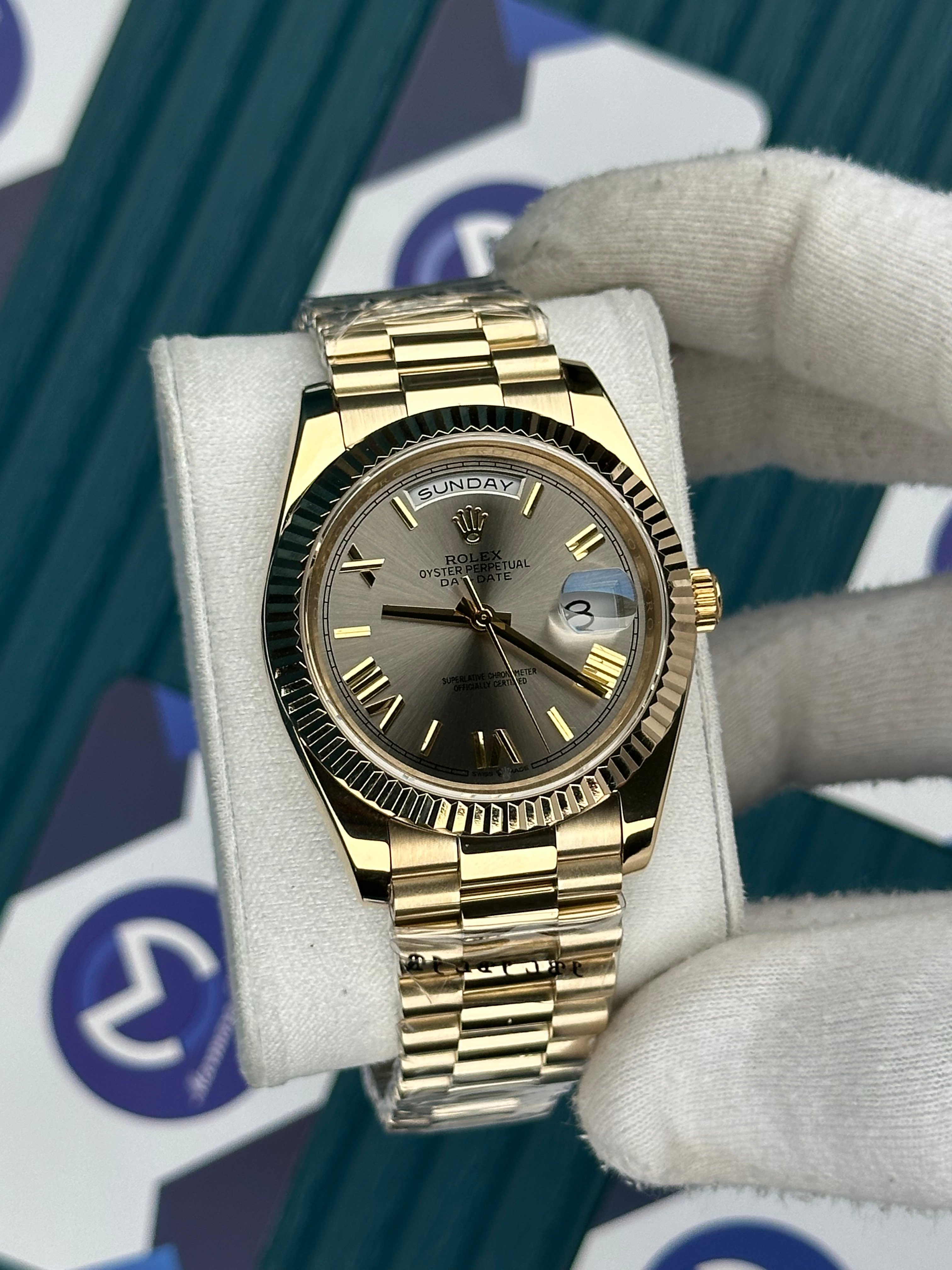 ROLEX DAY-DATE GRAY DAIL GOLD ROMA INDEX GOLD PRESIDENT