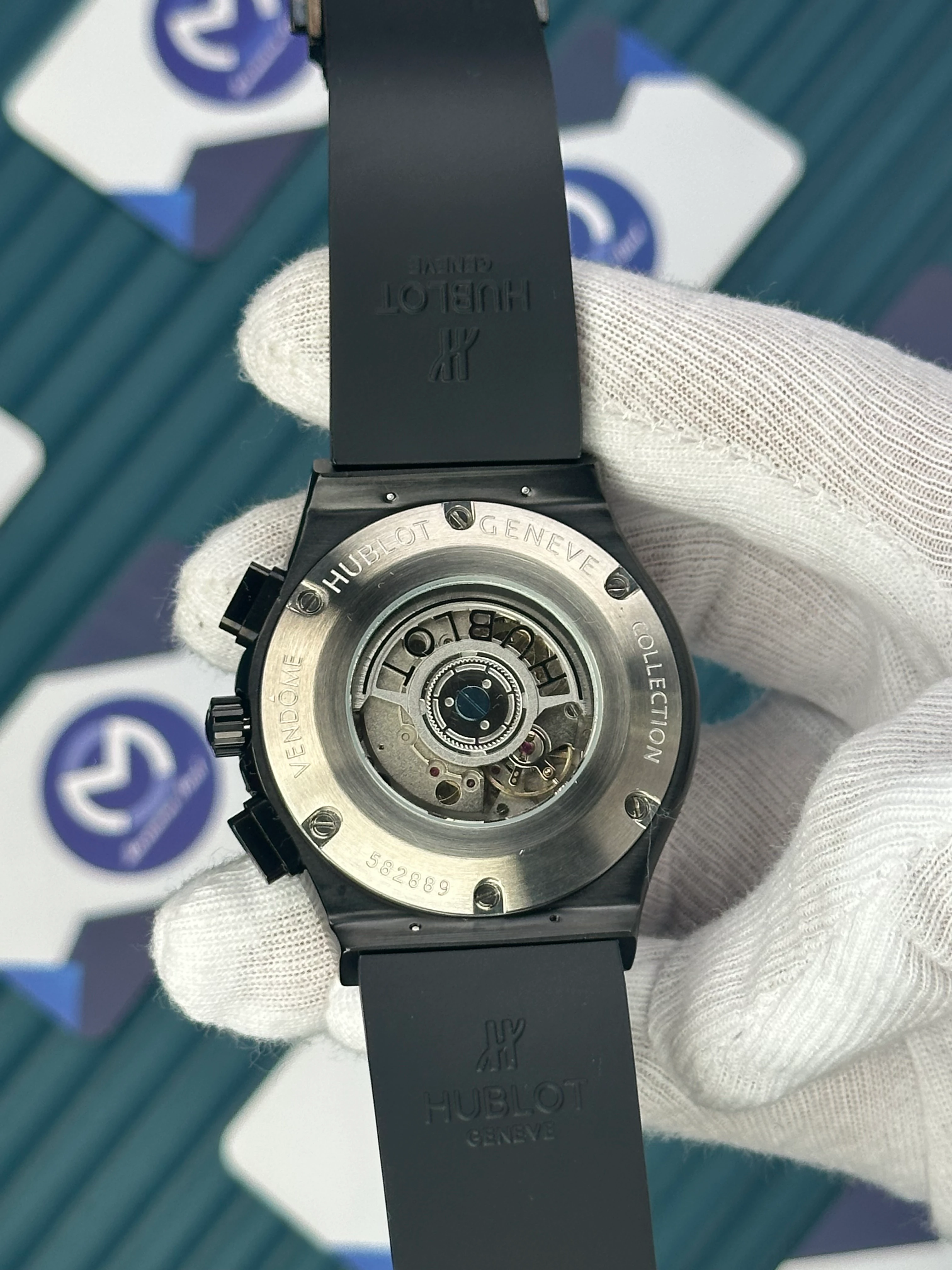 HUBLOT AUTOMATIC BLACK SKELETON RUBBER 