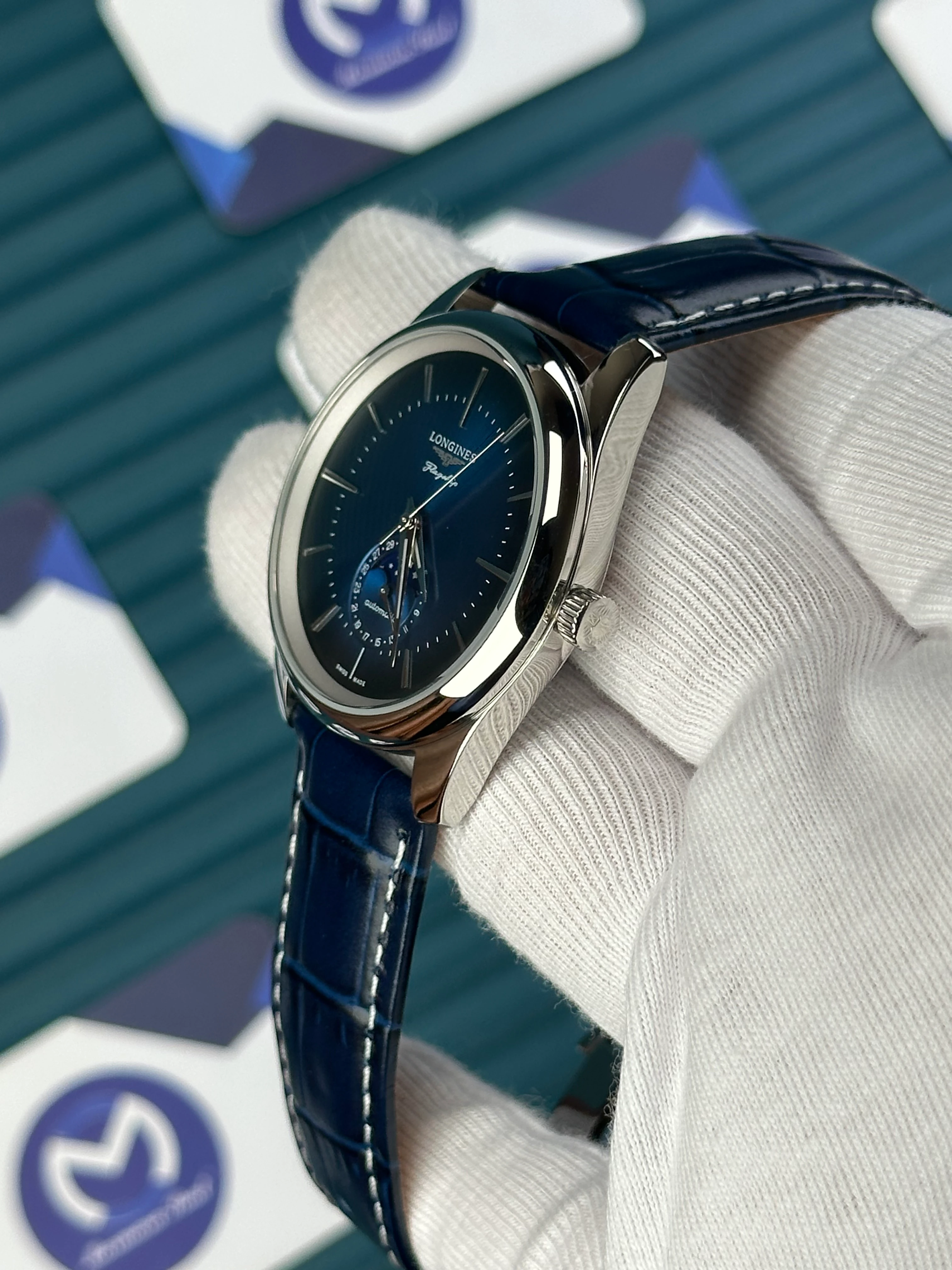 LONGINES CONQUEST FLAGSHIP HERITAGE MOONPHASE BLUE 