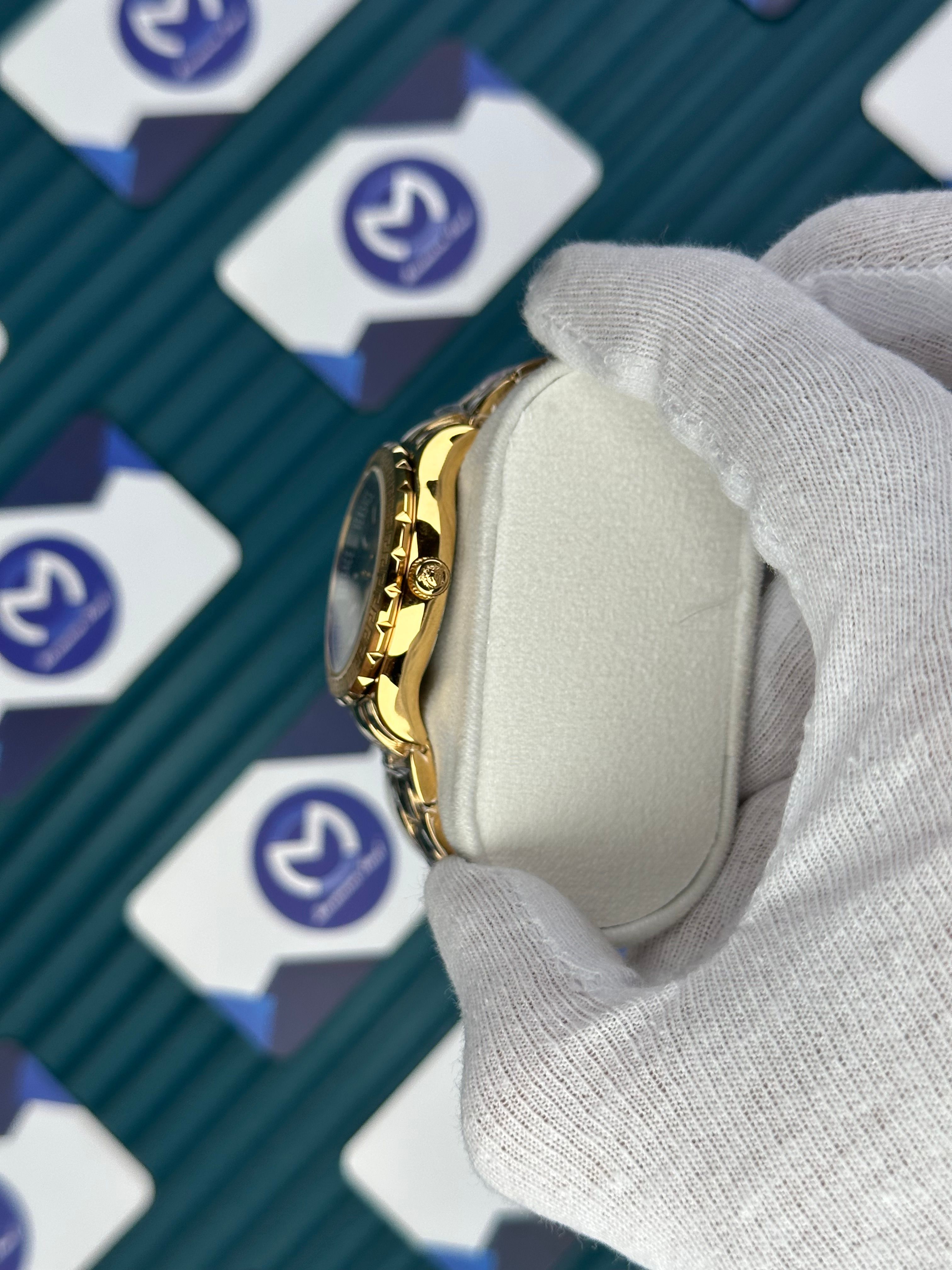 VERSACE 36 BLACK DIAL GOLD CORD