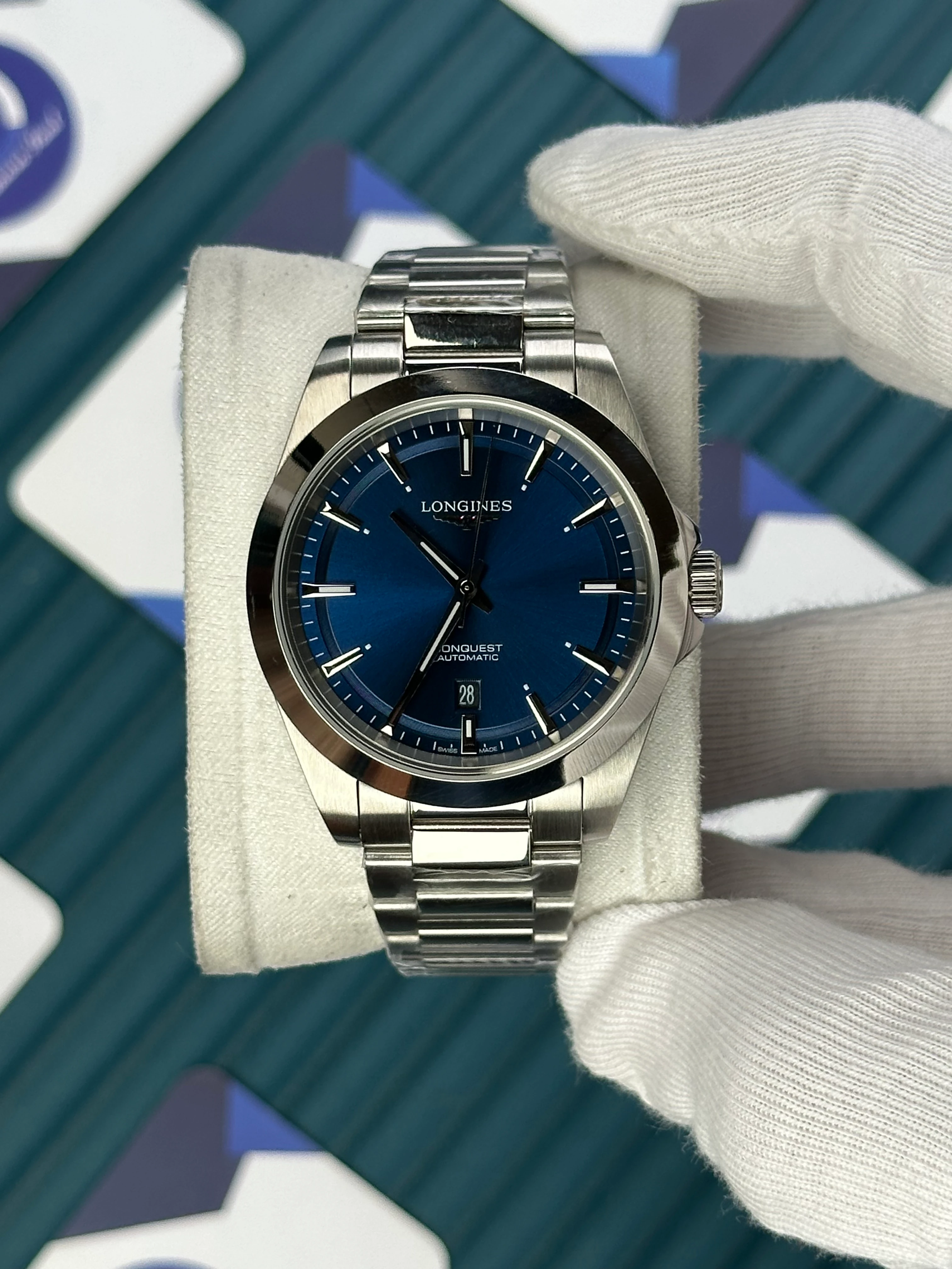 LONGINES CONQUEST AUTOMATIC BLUE DIAL SILVER 