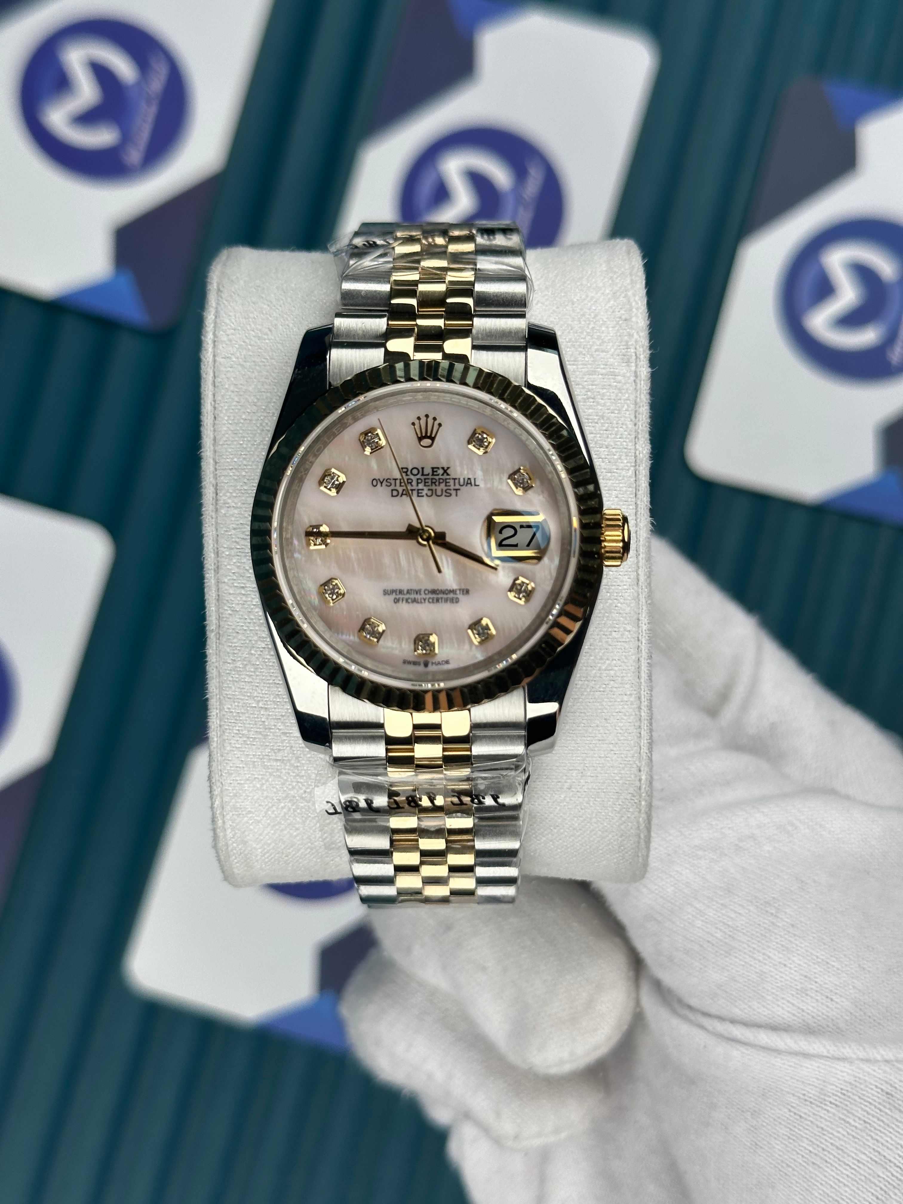 ROLEX 36 PEMBE BEYAZ SEDEFLİ KADRAN GOLD-SILVER JUBILEE