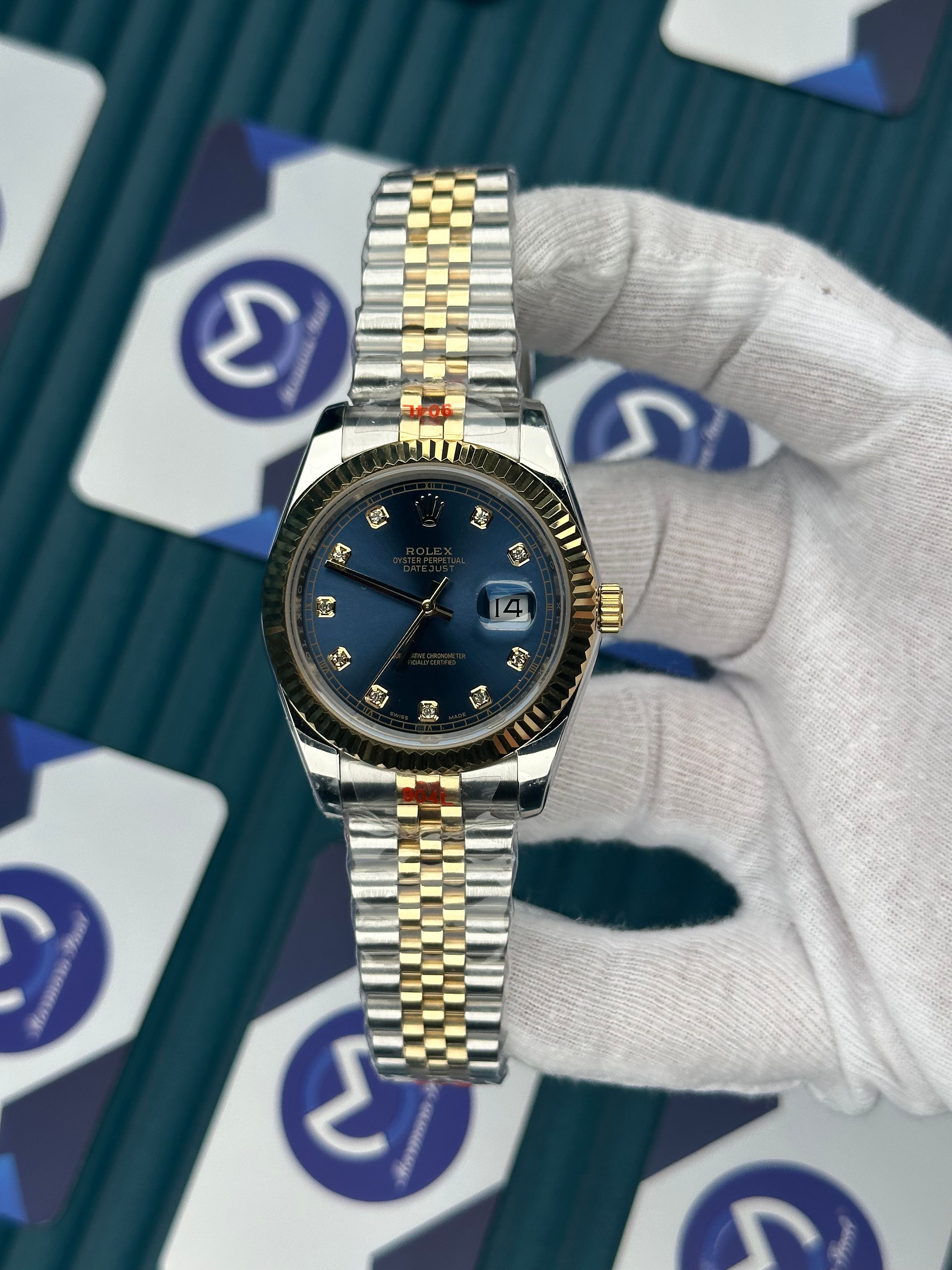 ROLEX DATEJUST BLUE DIAL DIAMOND INDEX GOLD-SILVER JUBILE