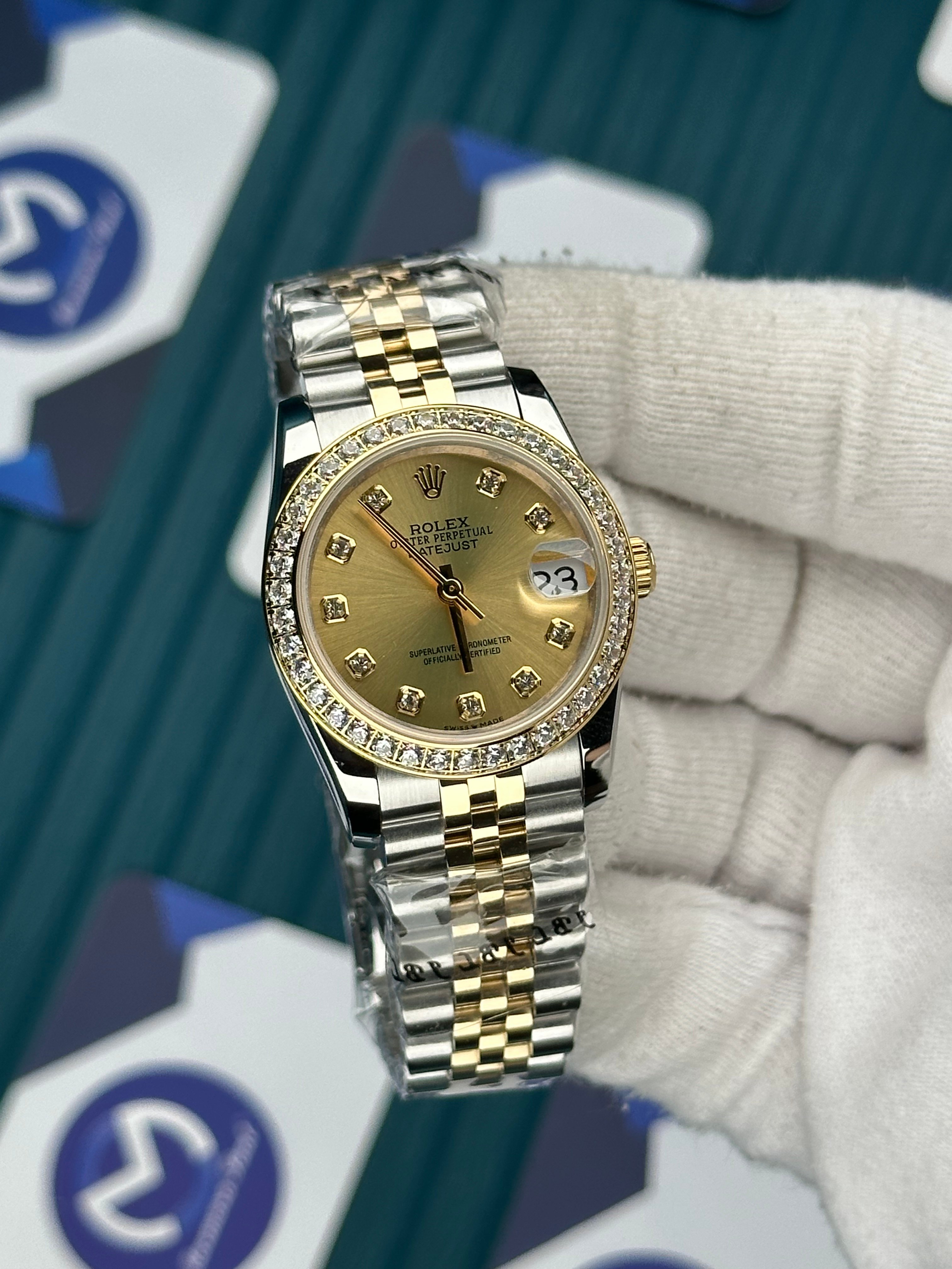 ROLEX 31 GOLD DIAL DIAMOND GOLD-SILVER JUBILEE