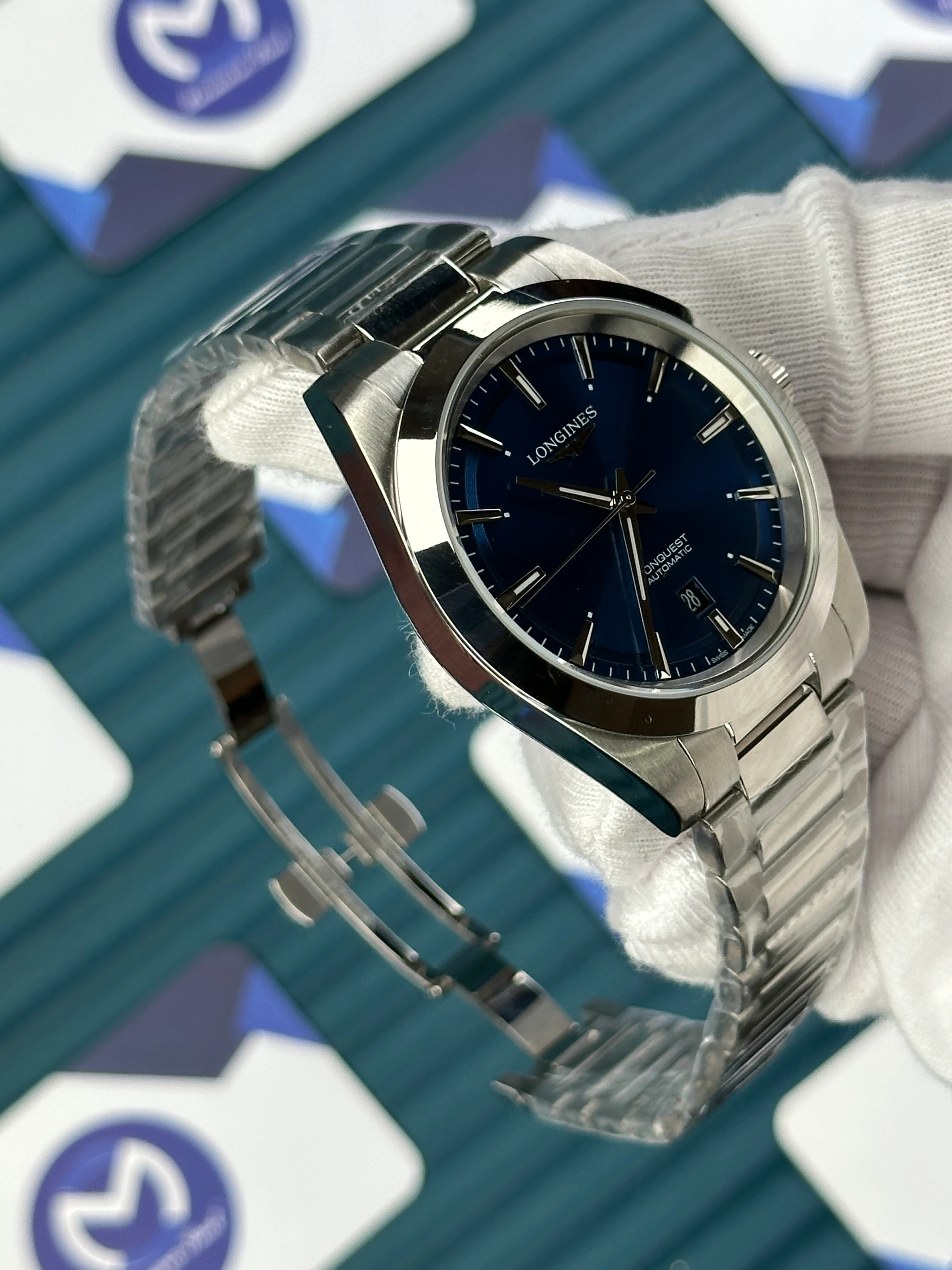 LONGINES CONQUEST AUTOMATIC BLUE DIAL SILVER 